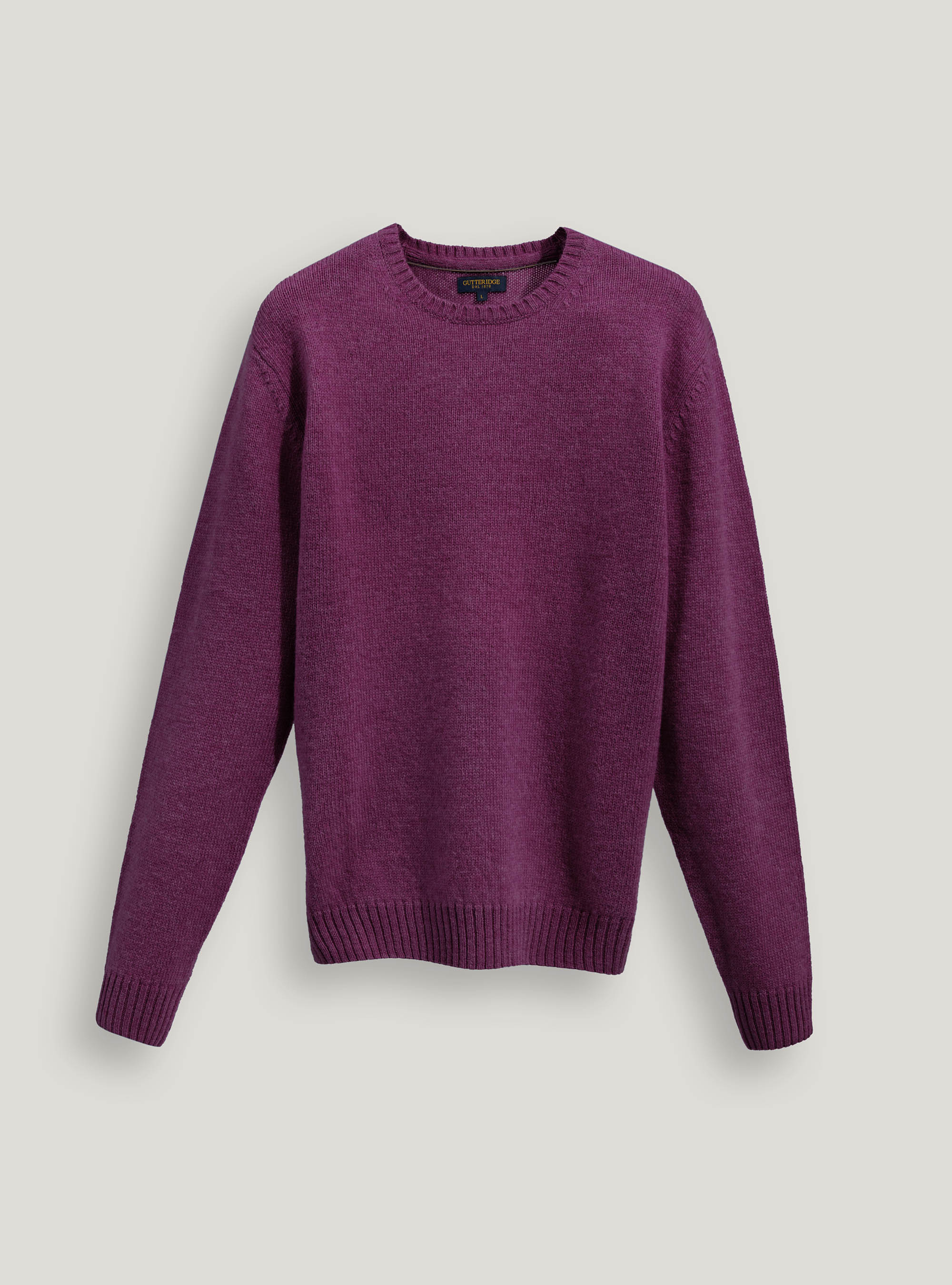 Crew-neck sweater 100% shetland wool, LIGHT VIOLET