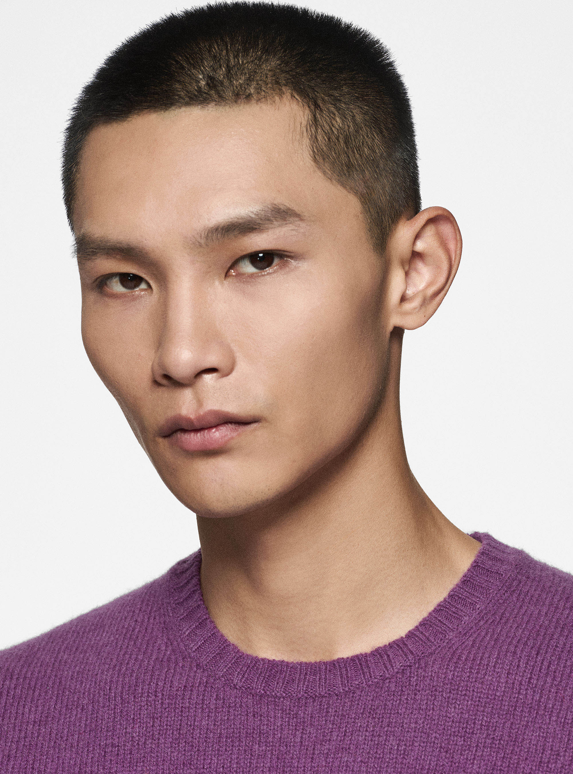 Maglia girocollo in lana shetland, LILLA SCURO 0464C