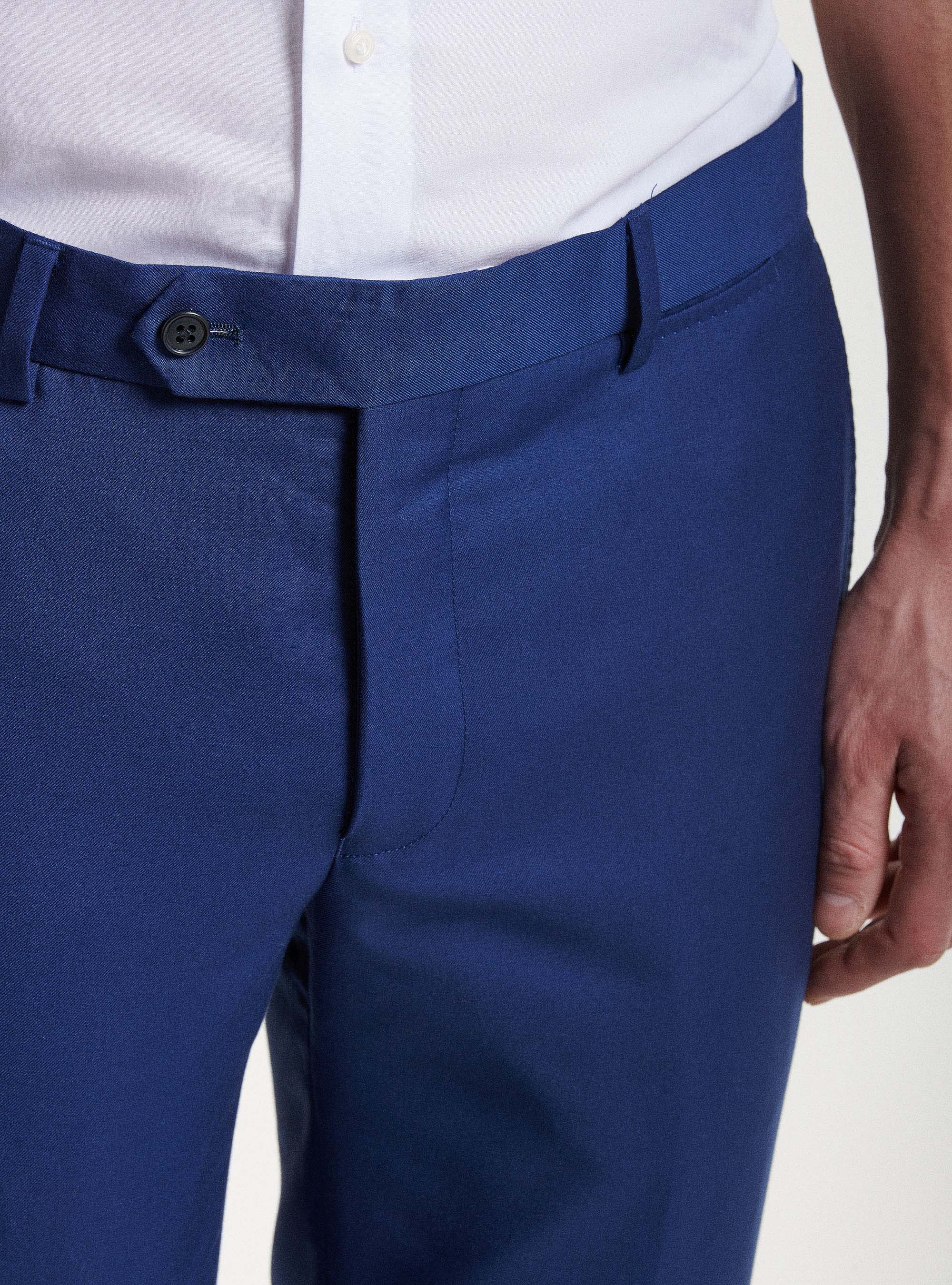 Pantalones de traje slim-fit, AZUL MEDIO