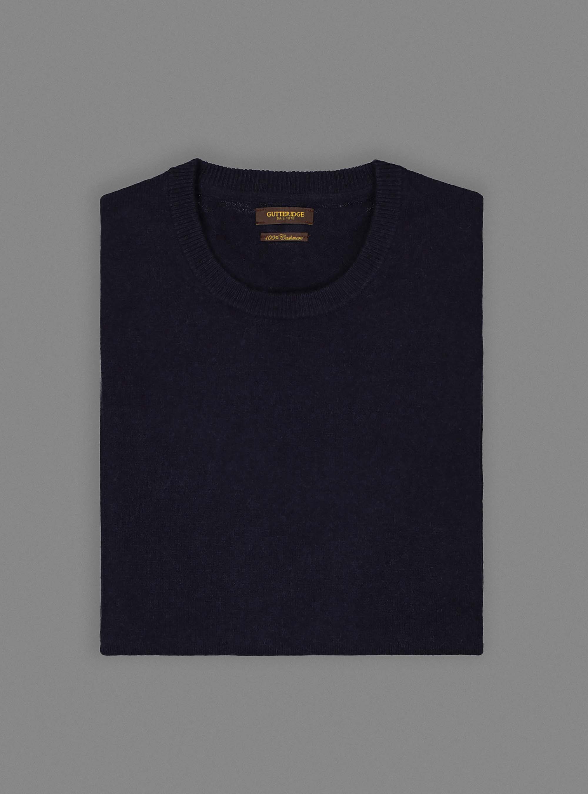 Maglia girocollo basic in puro cashmere, NAVY BLUE