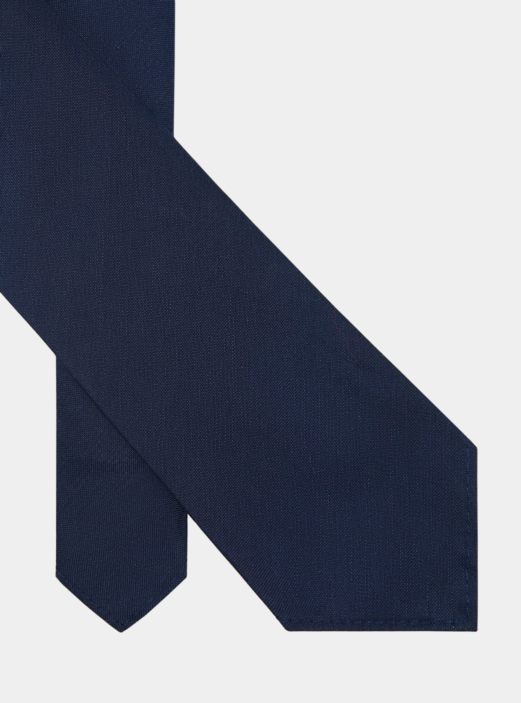 Cravate en soie et lin, BLEU MARINE