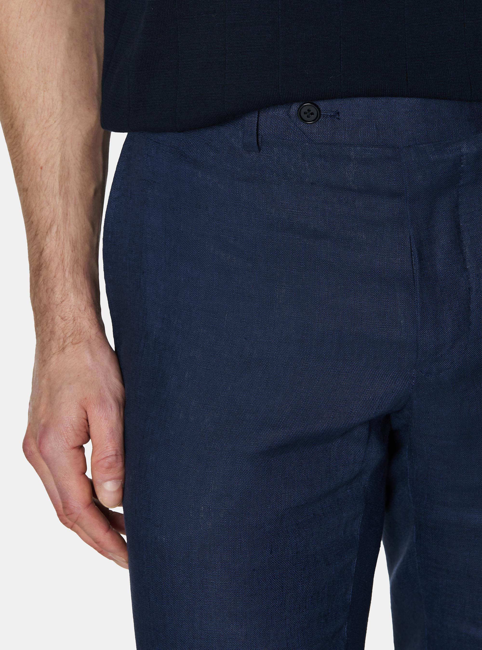 Pure linen suit trousers, BLUE