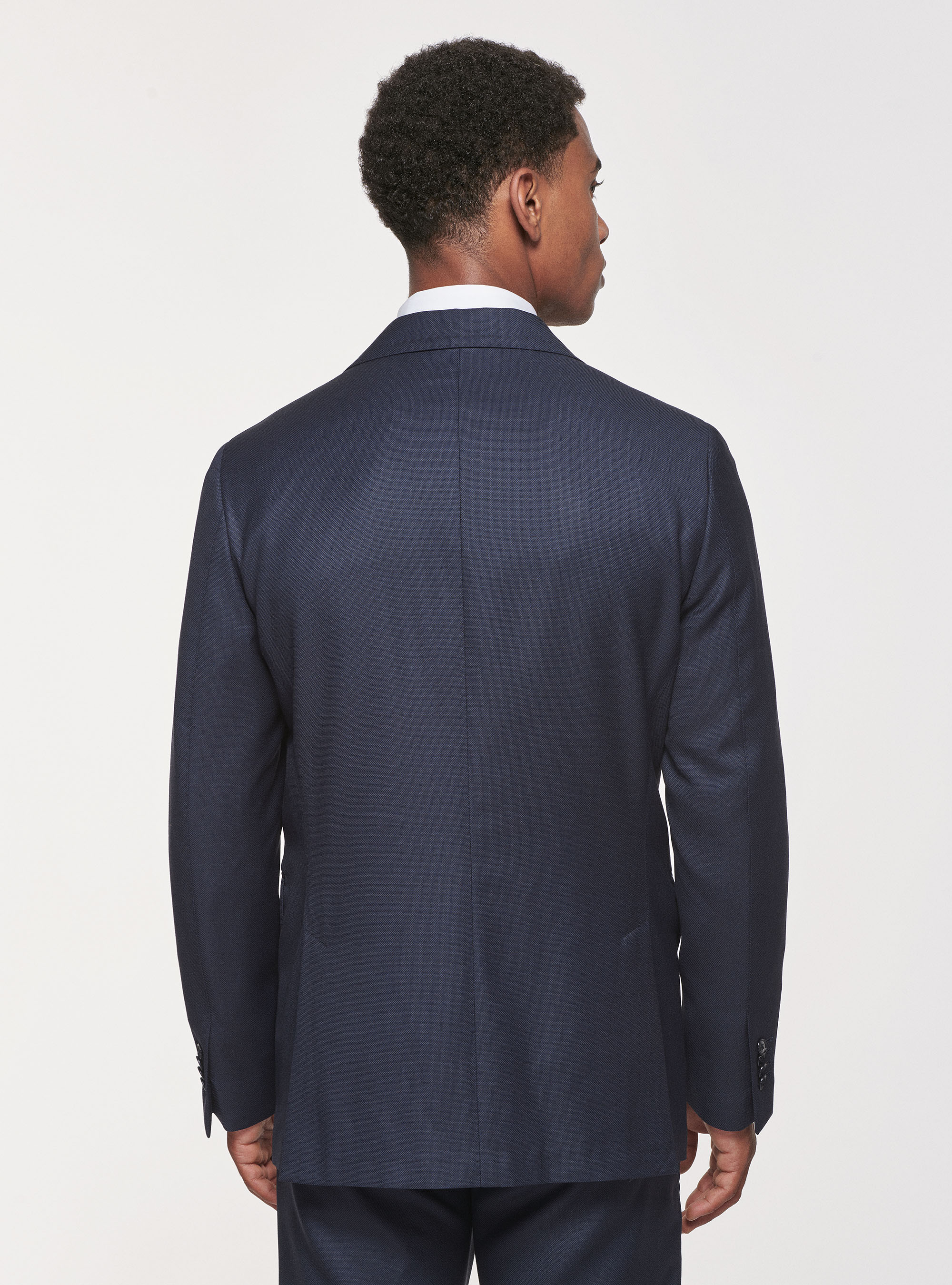 Giacca occhio di pernice in pura lana, BLU NAVY