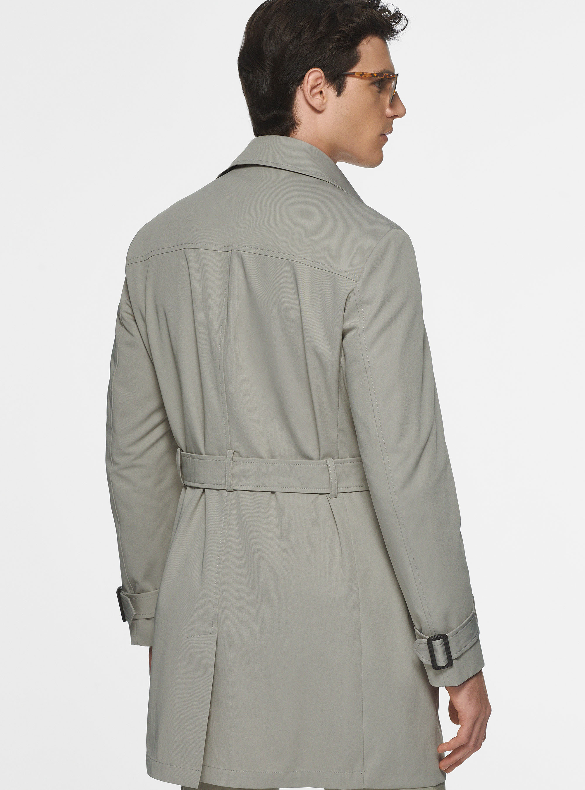 Double-breasted trench coat in technical twill | Gutteridge