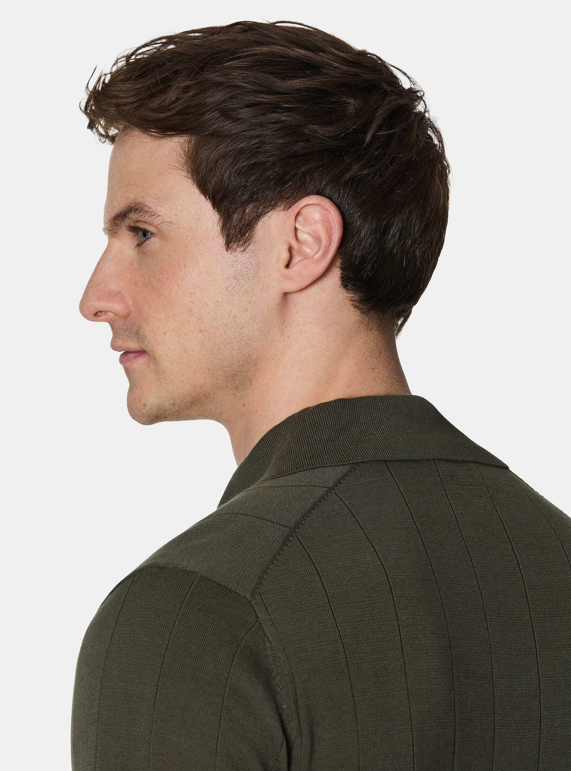 Long-sleeved knit polo shirt, MILITARE 0609C