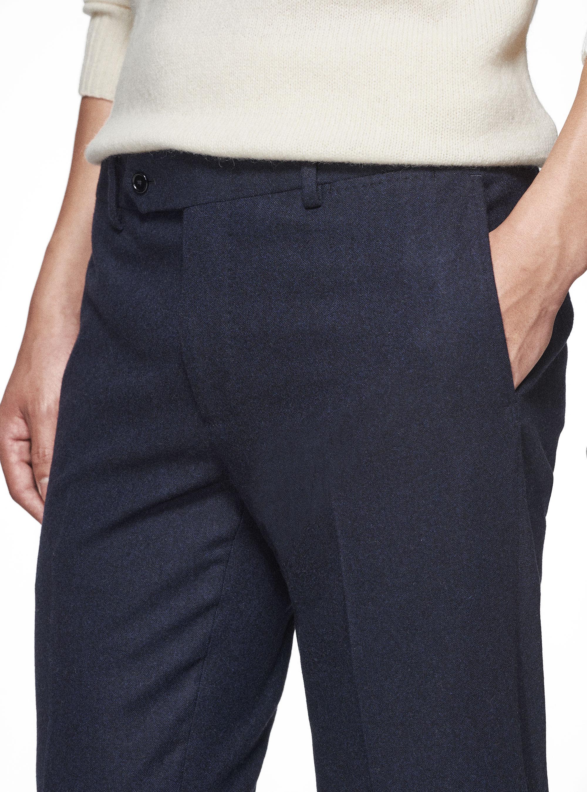 Pantaloni in flanella di misto lana Duemilagori, BLU NAVY