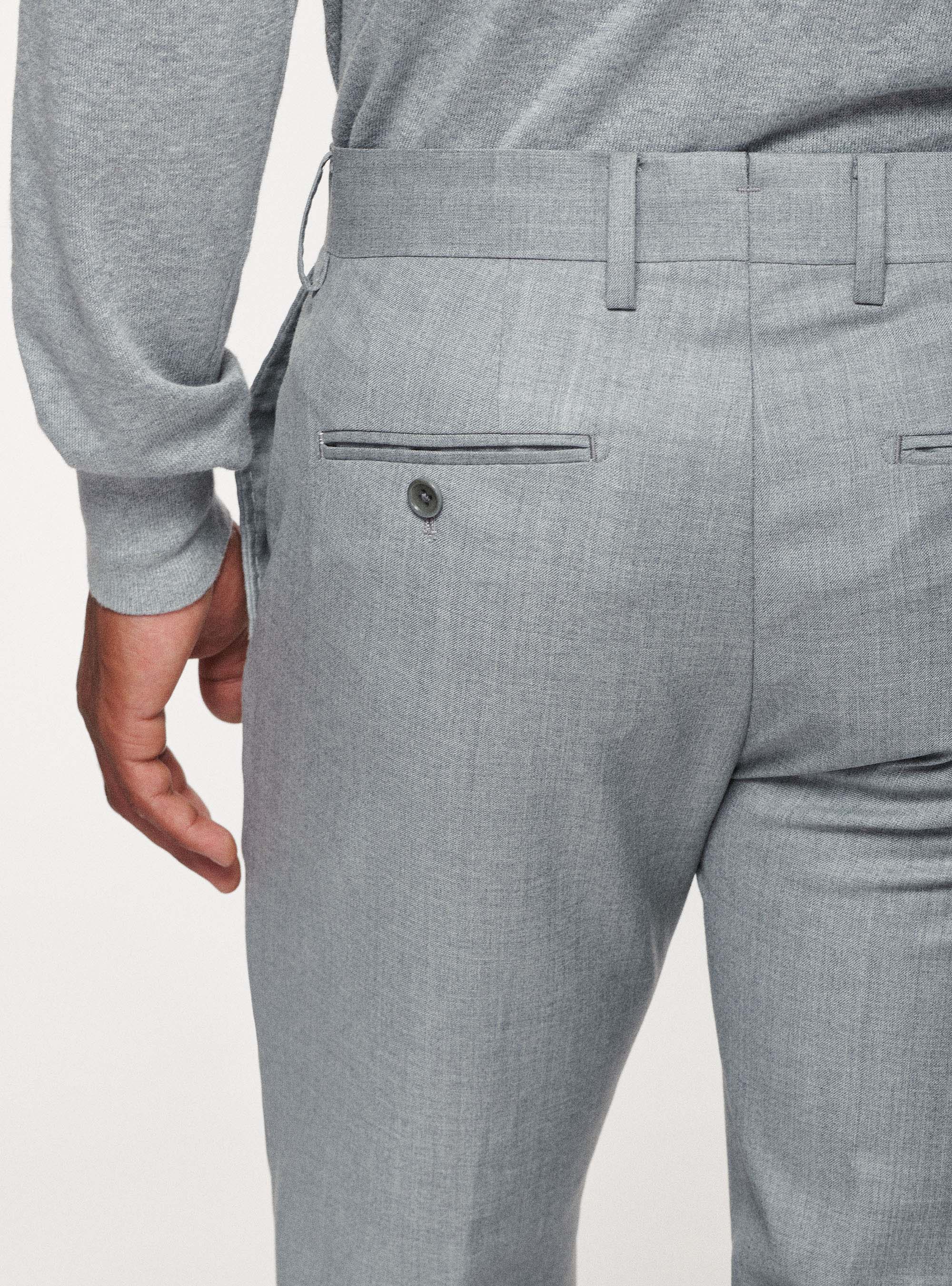Pantaloni in pura lana superfine 110's, GRIGIO CHIARO MELANGE