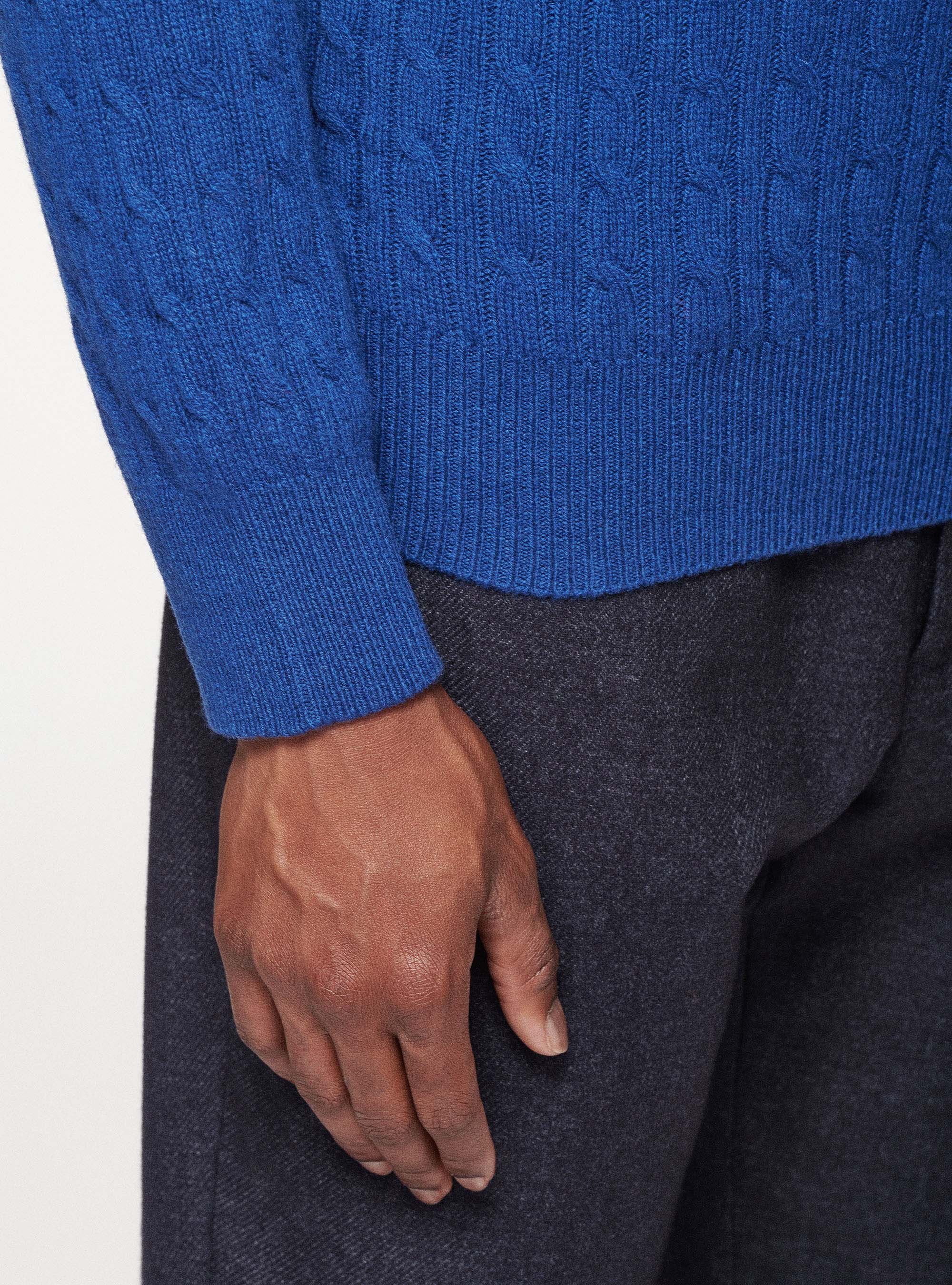 Maglia a treccia in lambswool, INCHIOSTRO