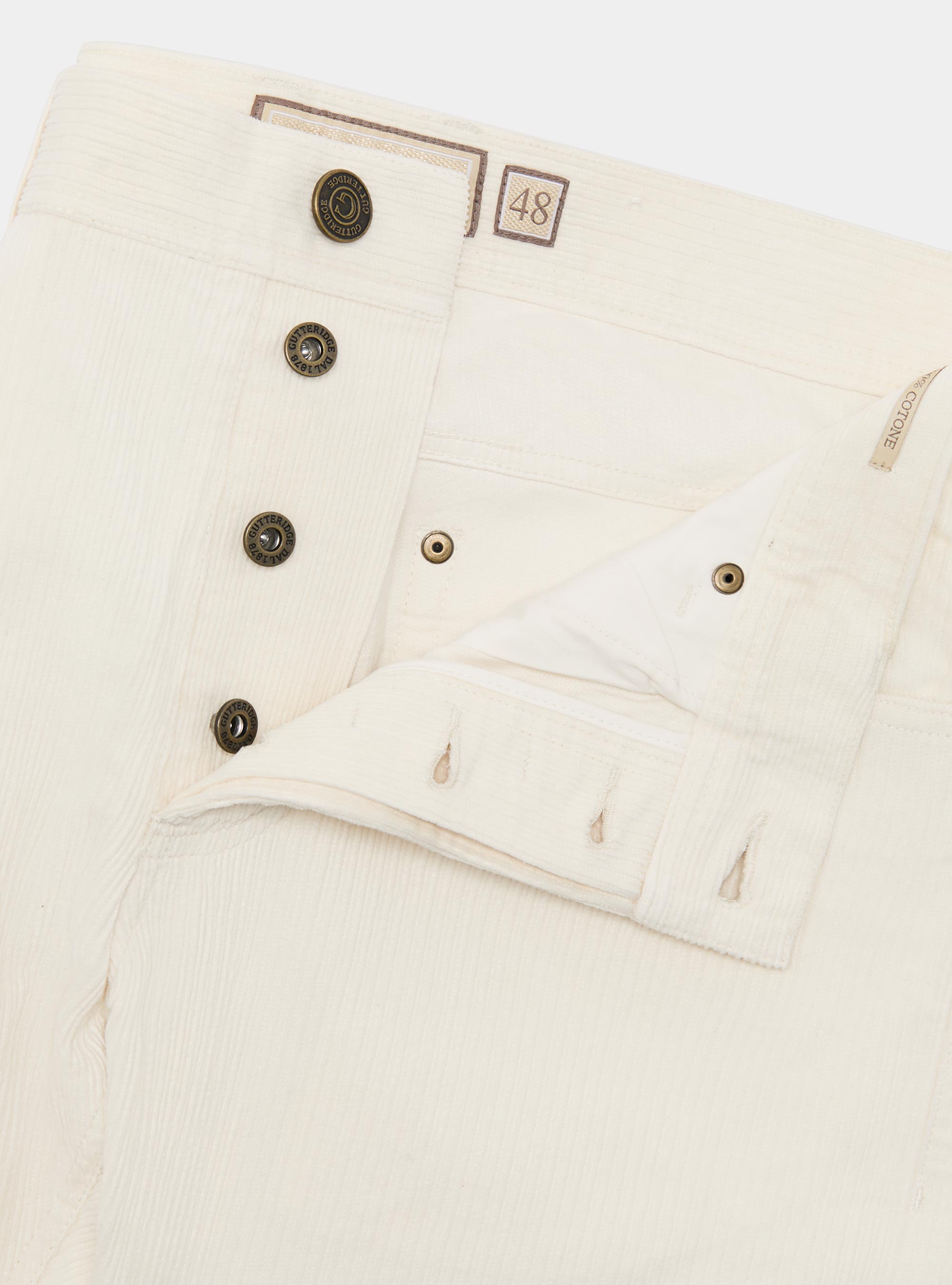 Pantaloni cinque tasche in velluto, BIANCO