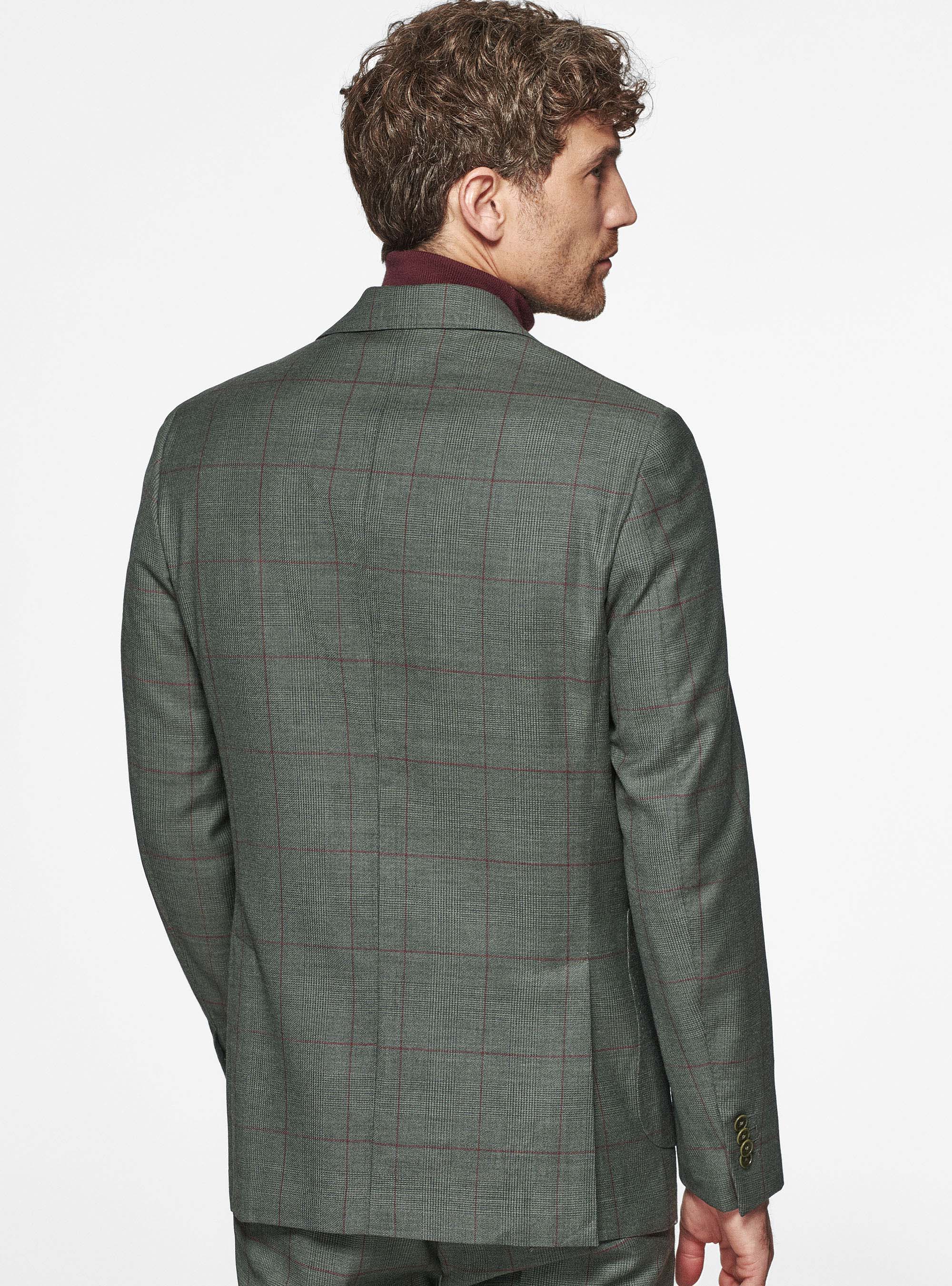 Americana en pura lana estampada, VERDE