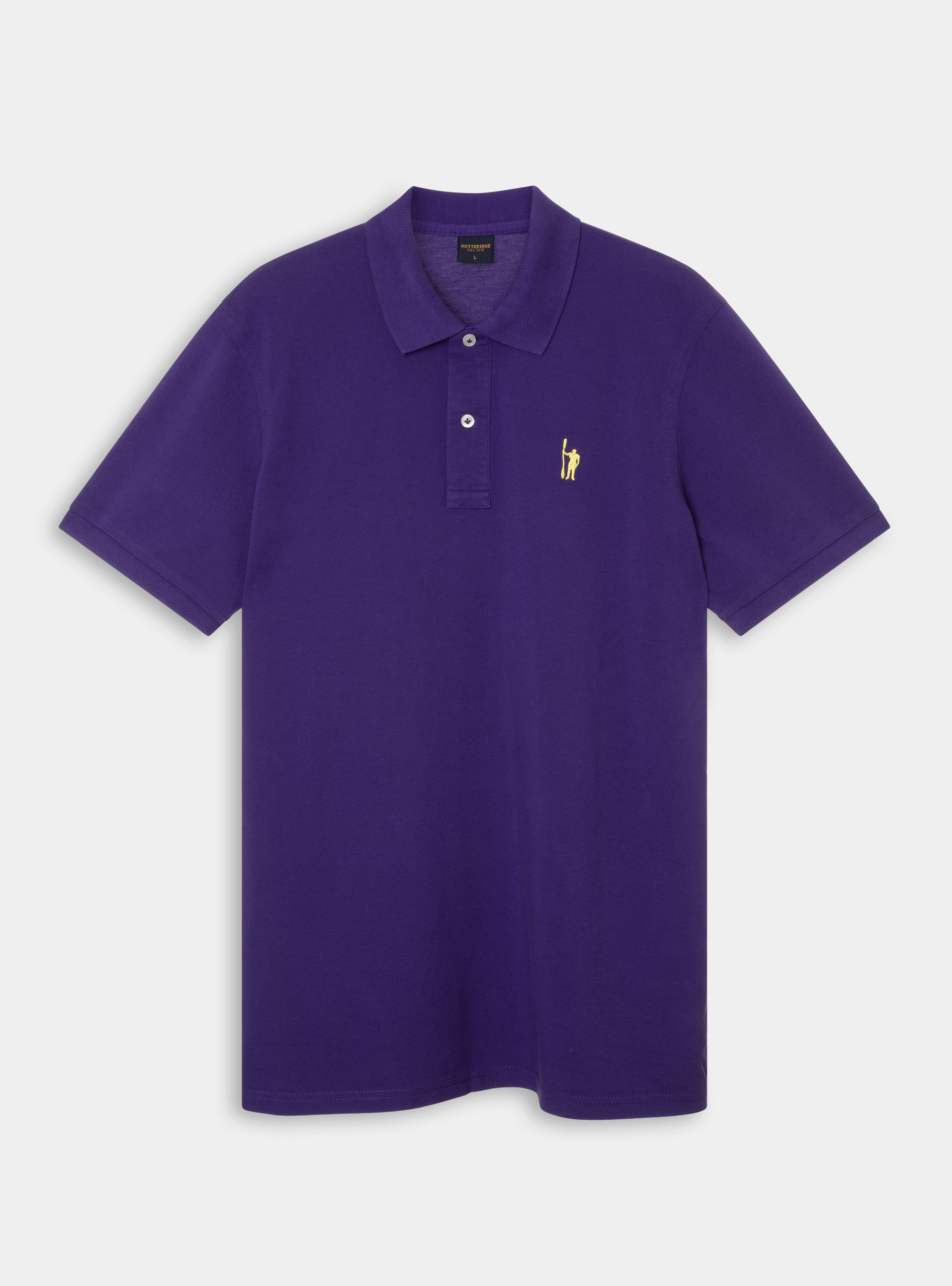 Classic cotton pique polo with embroidery, VIOLA SCURO 0403C