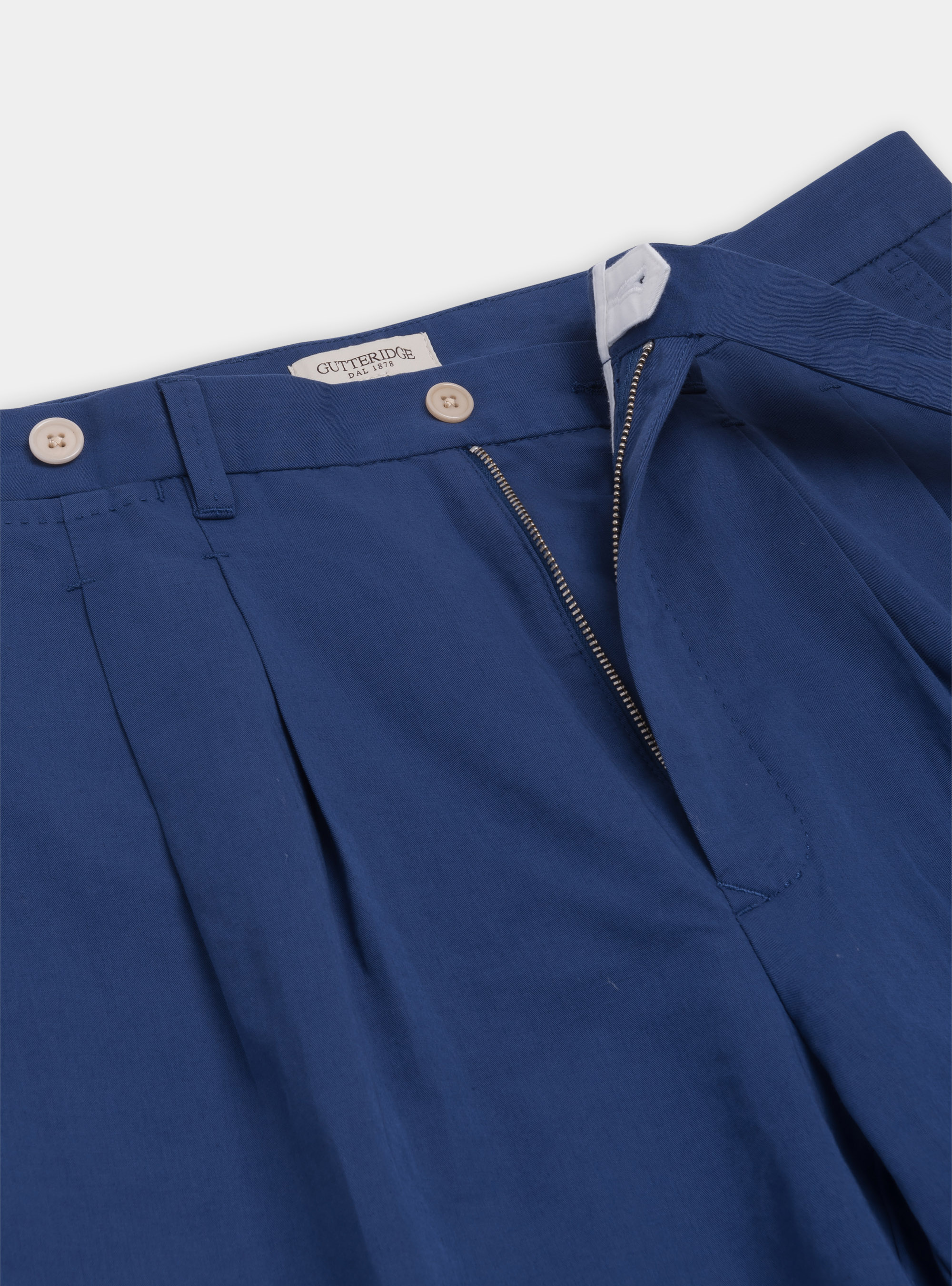 Pantaloni con pince in lino e cotone, BLU