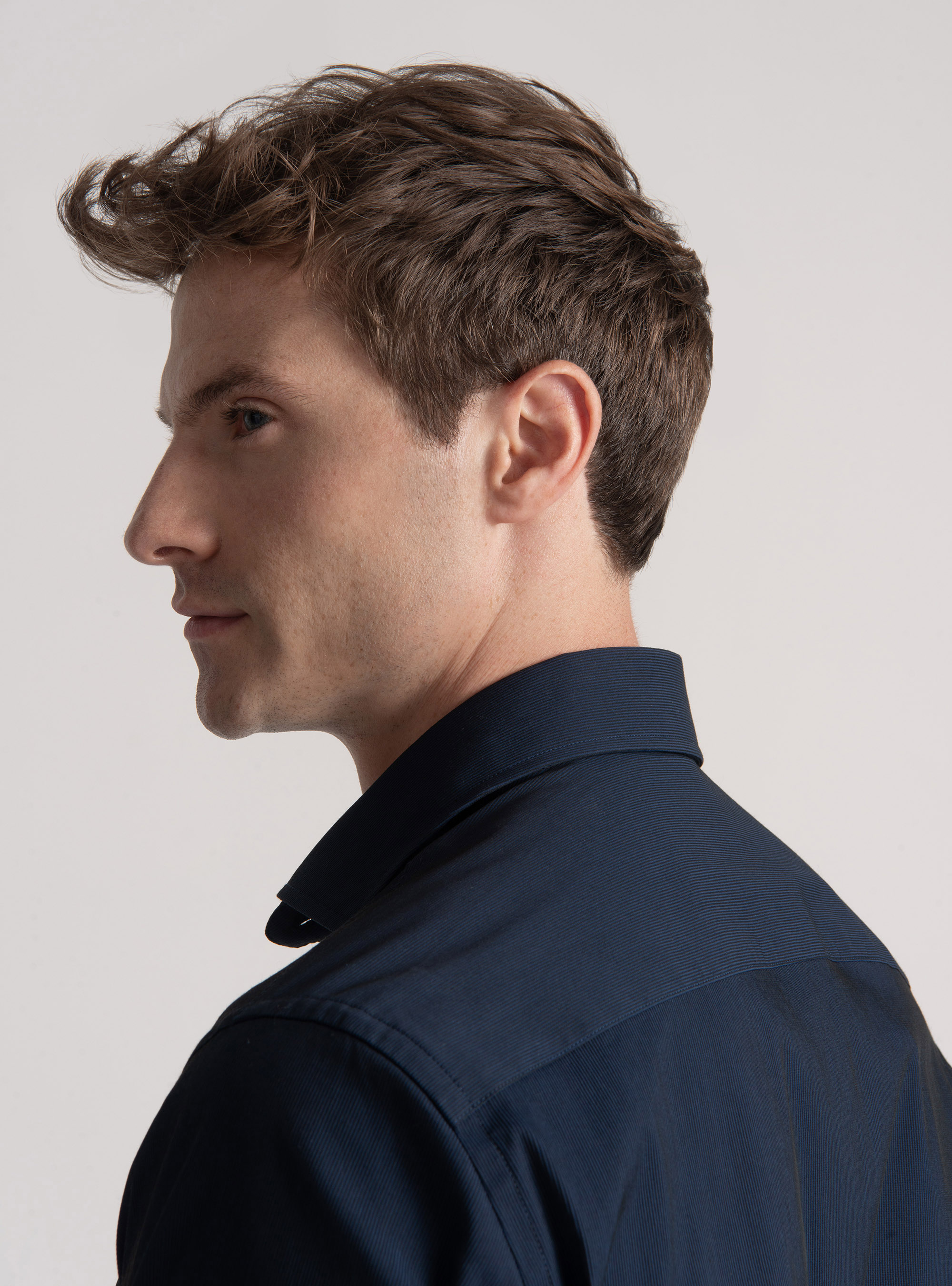 Stretch piqu&eacute; shirt, NAVY BLUE