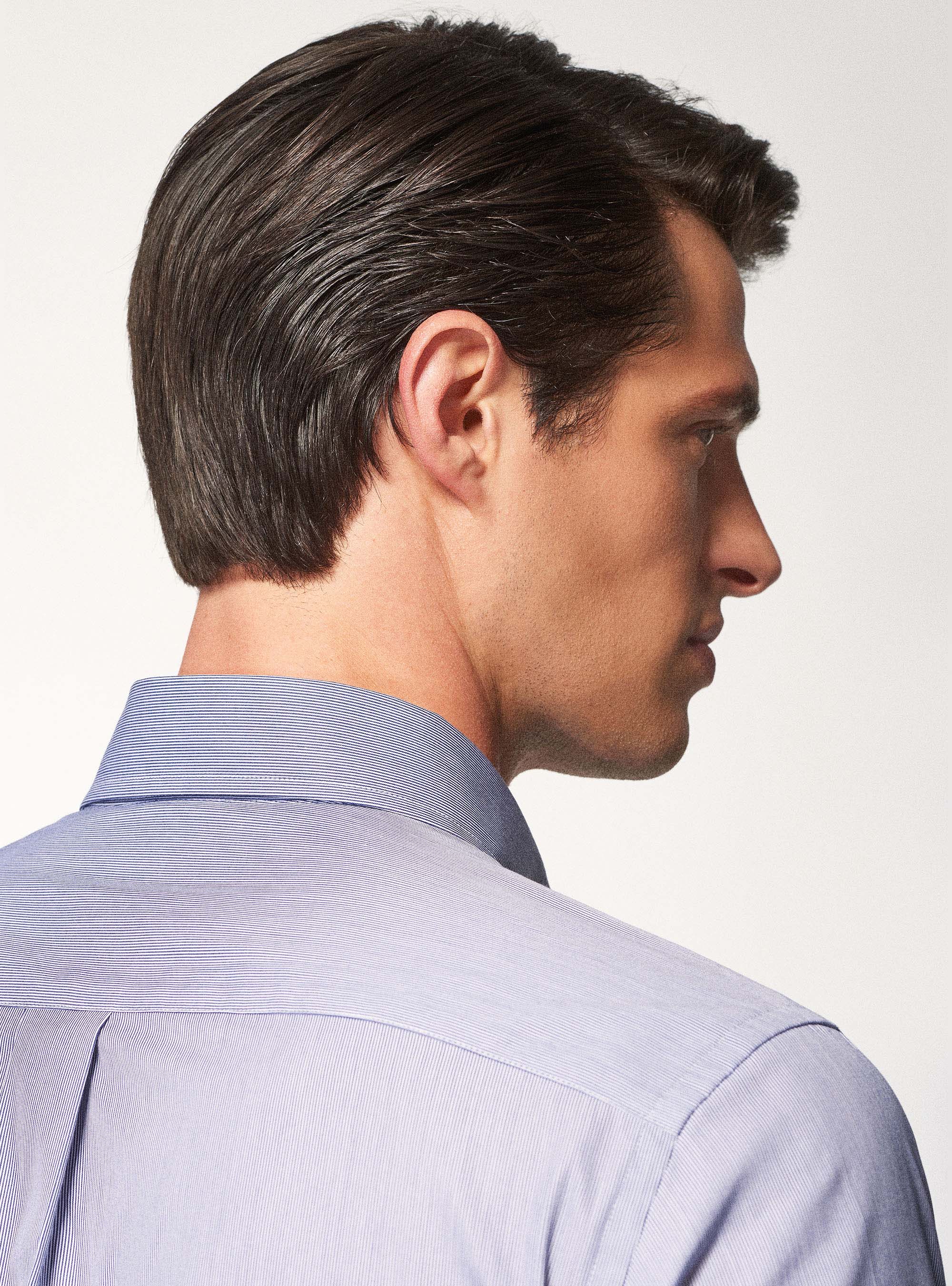 Camicia button down in cotone millerighe, BLU NAVY