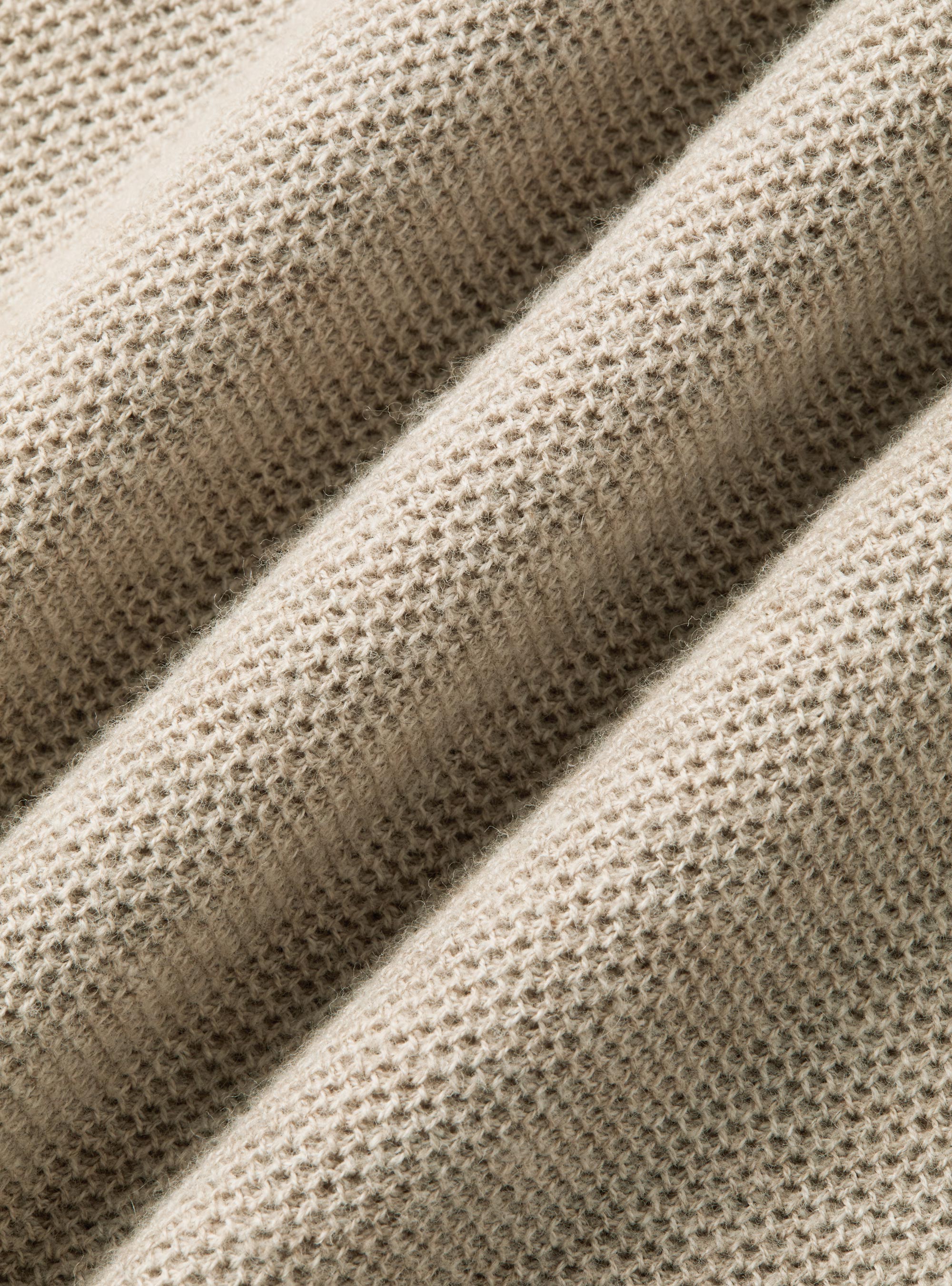 Cuello alto nido de abeja de cachemira de algodón, CRUDO