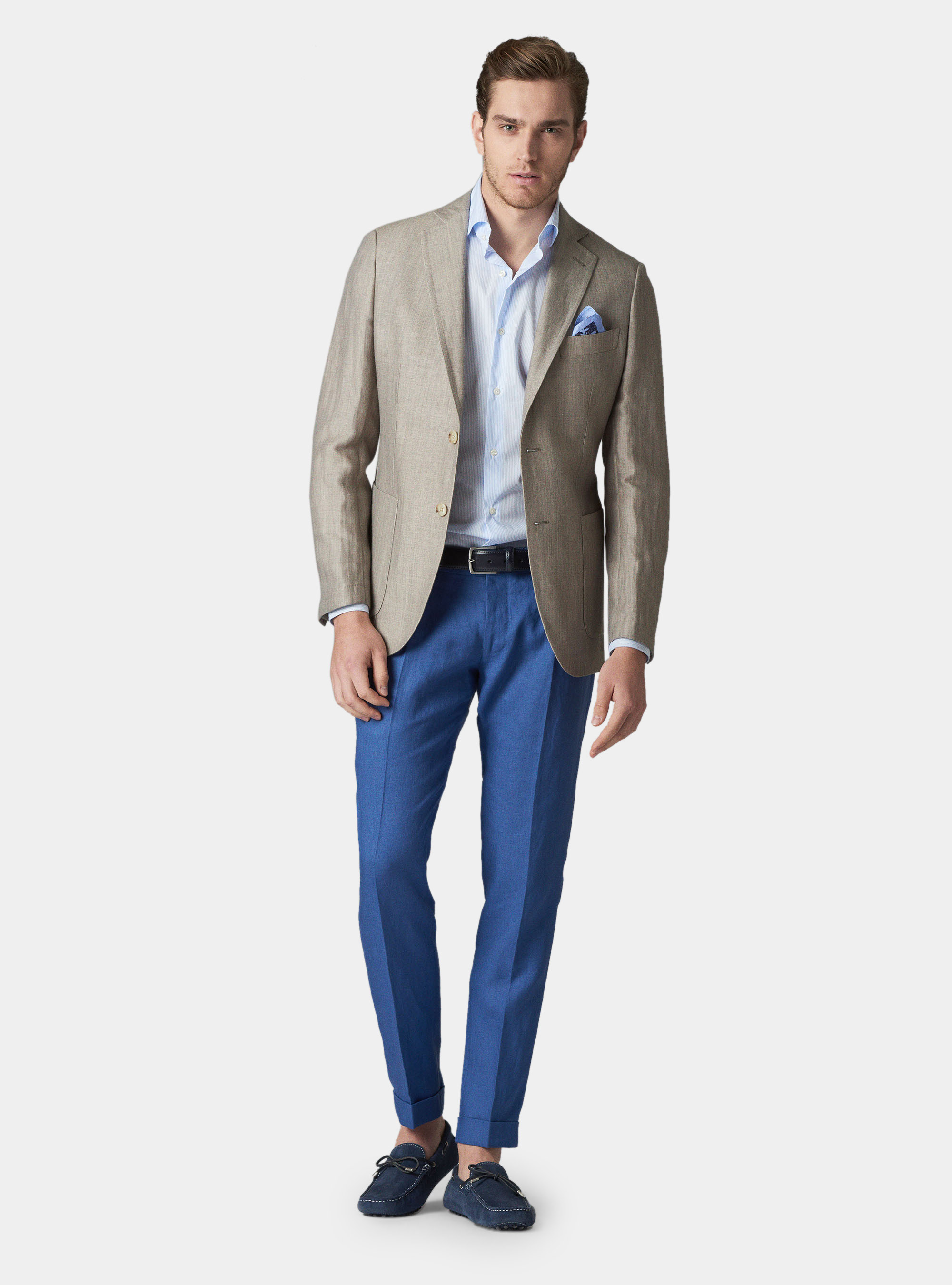 Giacca in misto lino delavè, ECRU