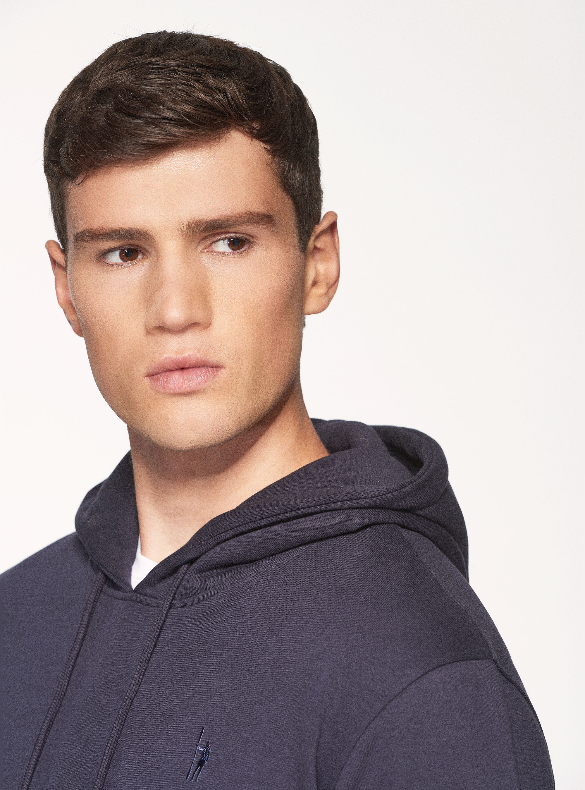 Felpa in misto cotone con cappuccio, BLU NAVY