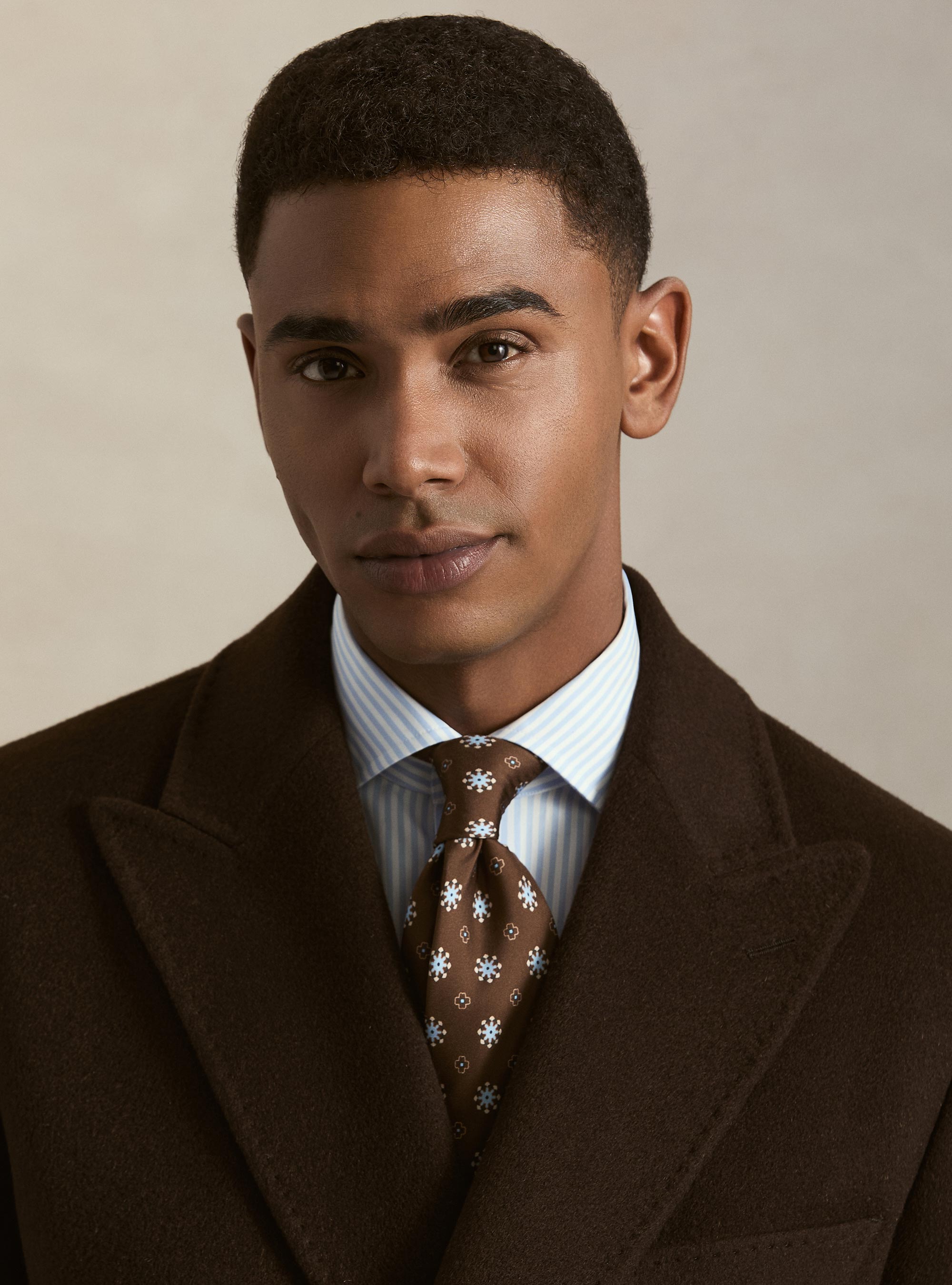 Double-breasted cashmere coat, BROWN