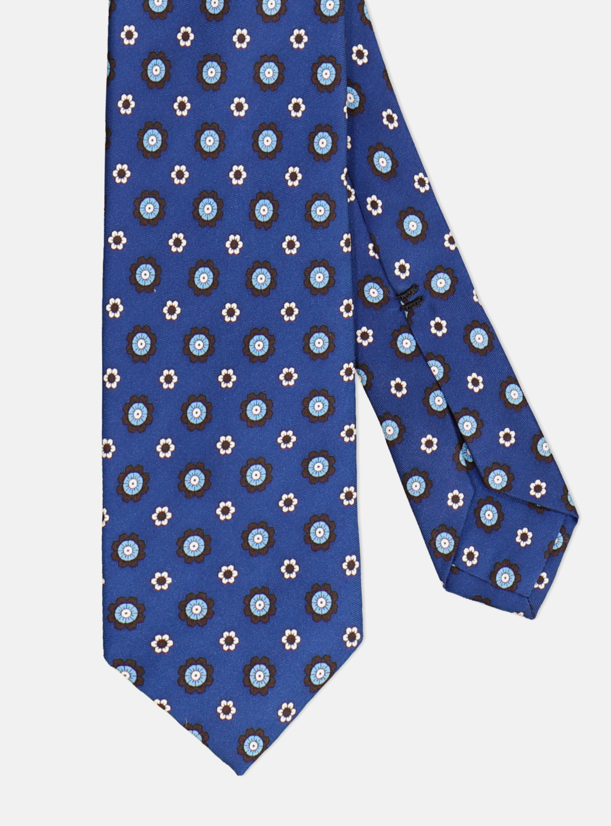 SILK MACRO PATTERNS TIE 5 FOLDS, BLUE