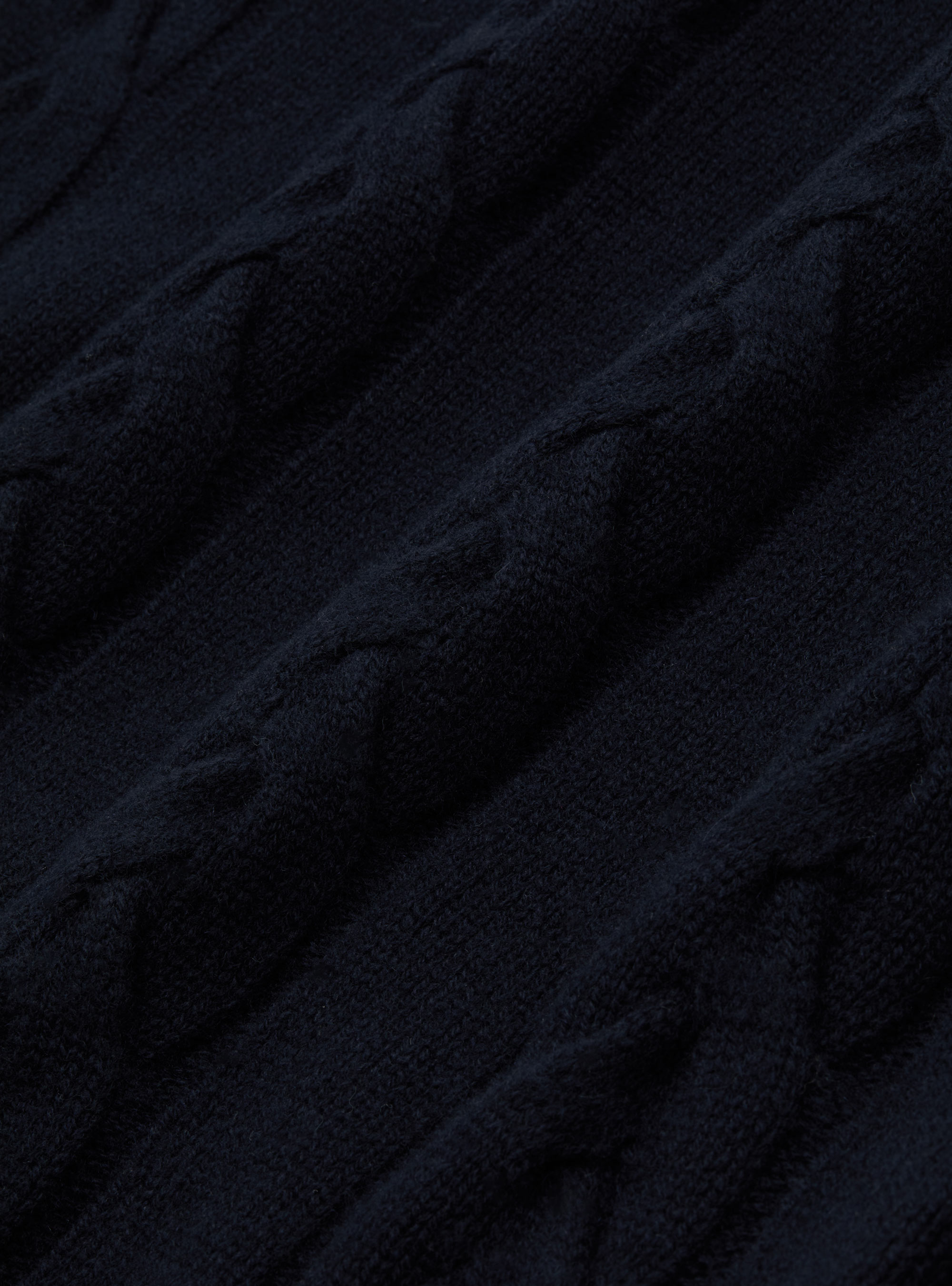 Cardigan in maglia a treccia in lana e cashmere, BLU NAVY