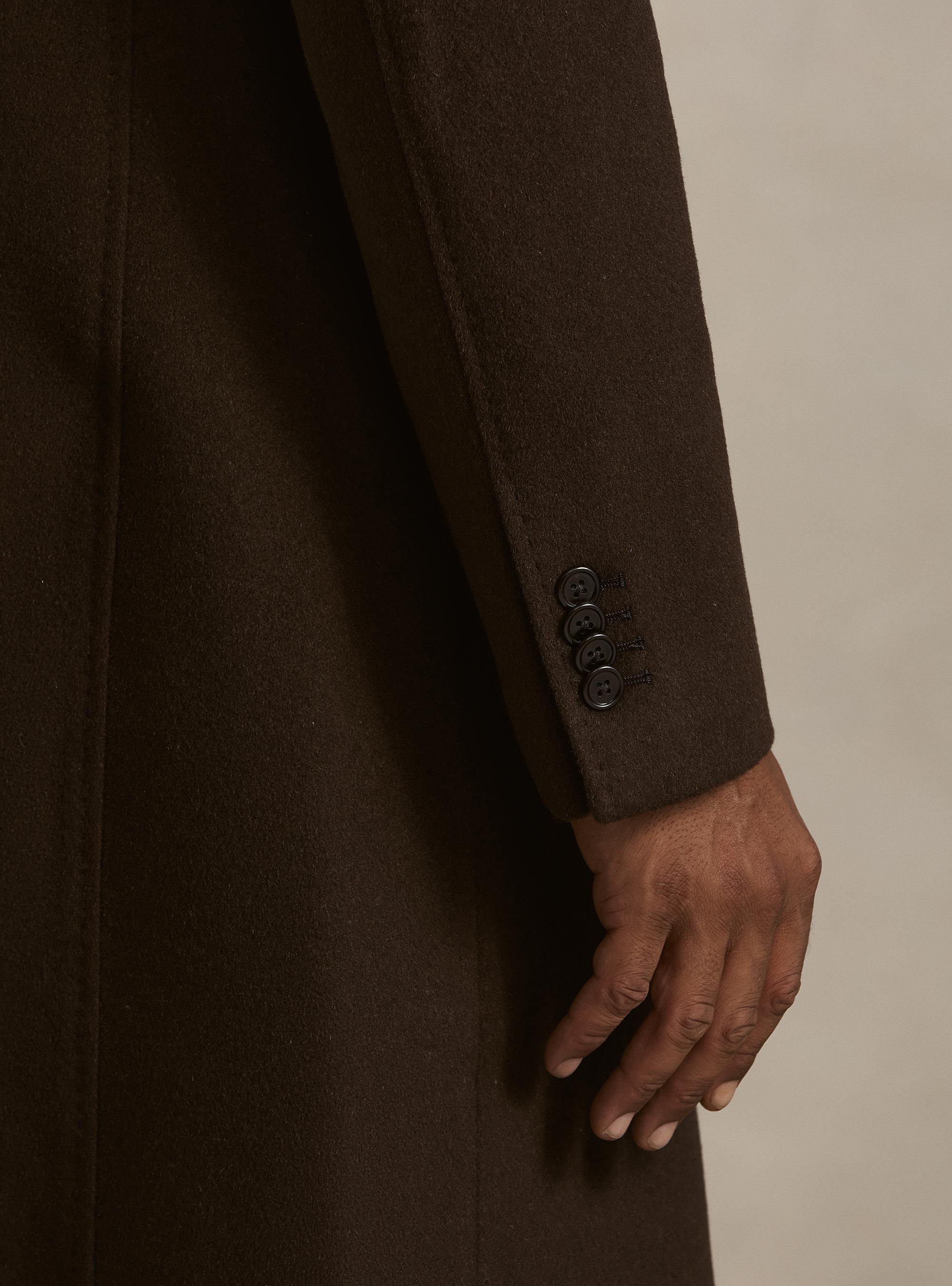Single-breasted wool and cashmere coat, BROWN