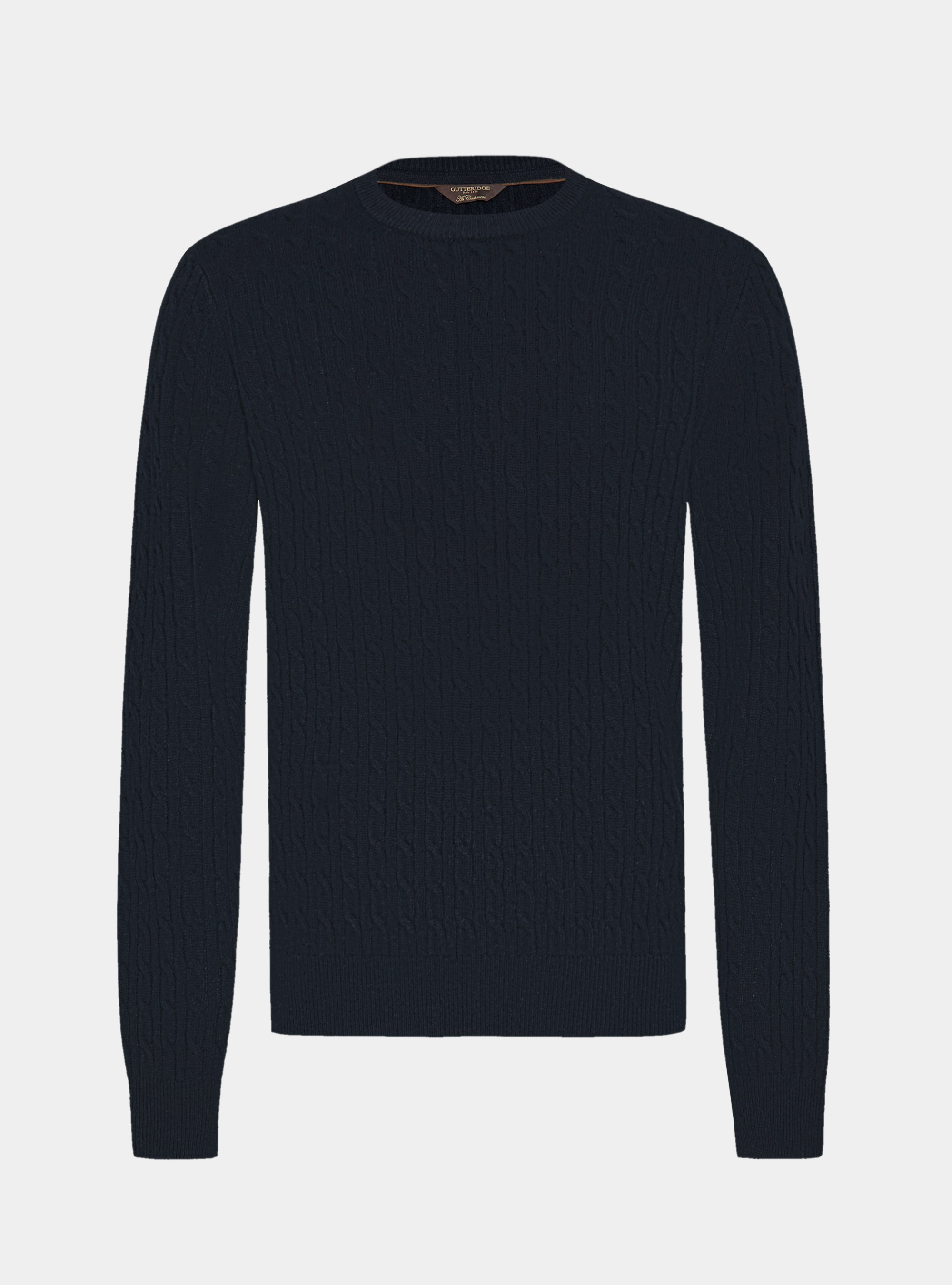 Cashmere wool crew-neck sweater with braid, NAVY BLUE