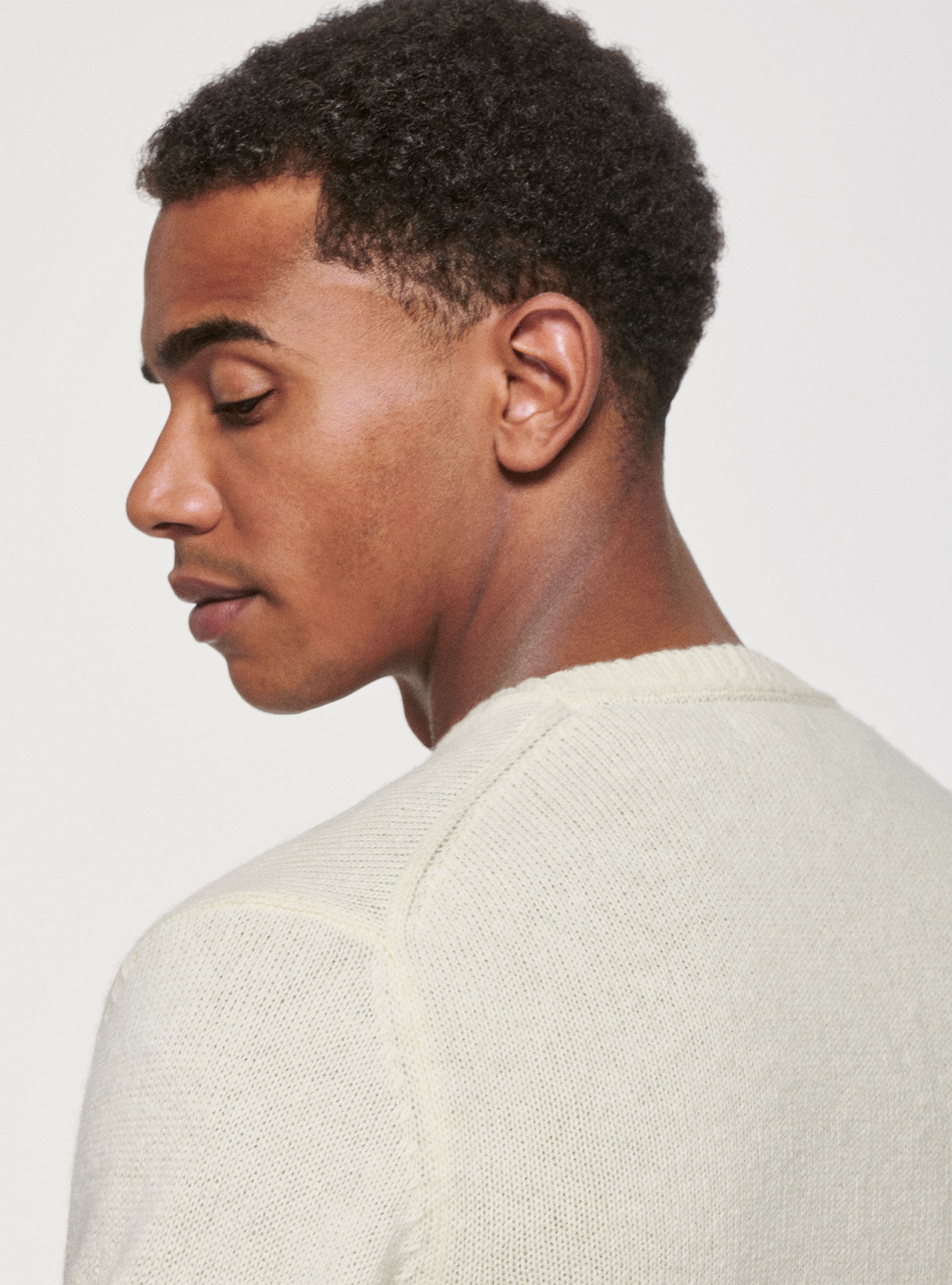 Pure Shetland wool sweater, WHITE