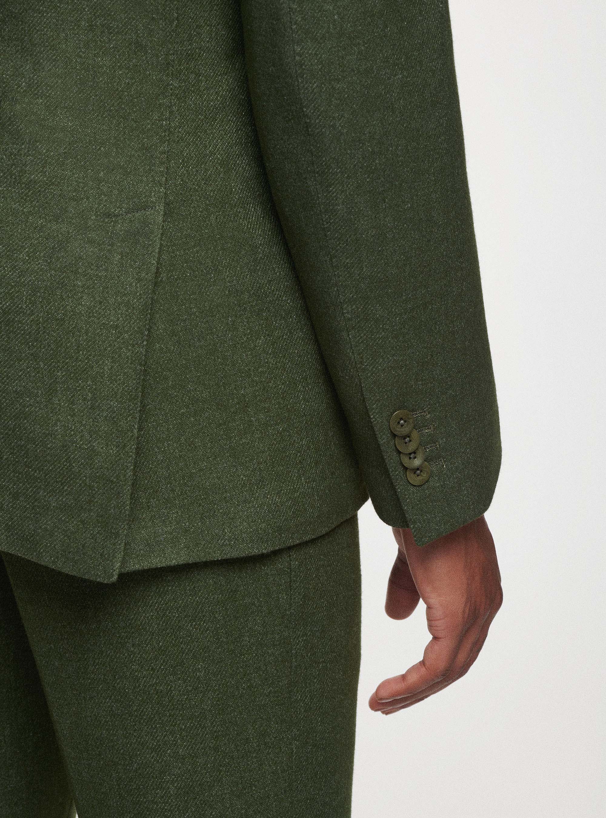 Giacca in flanella di lana Duemilagori con revers a lancia, VERDE