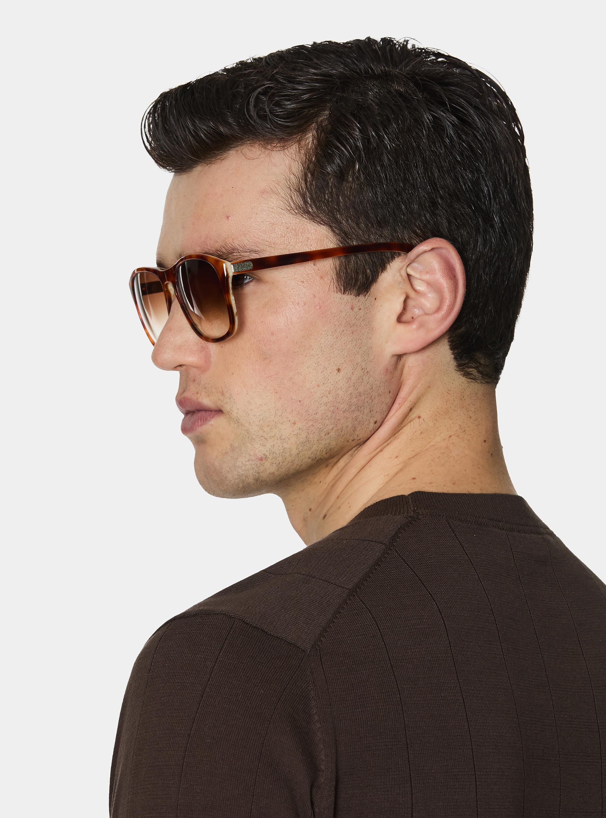 Maglia in puro cotone costa piatta, MARRONE