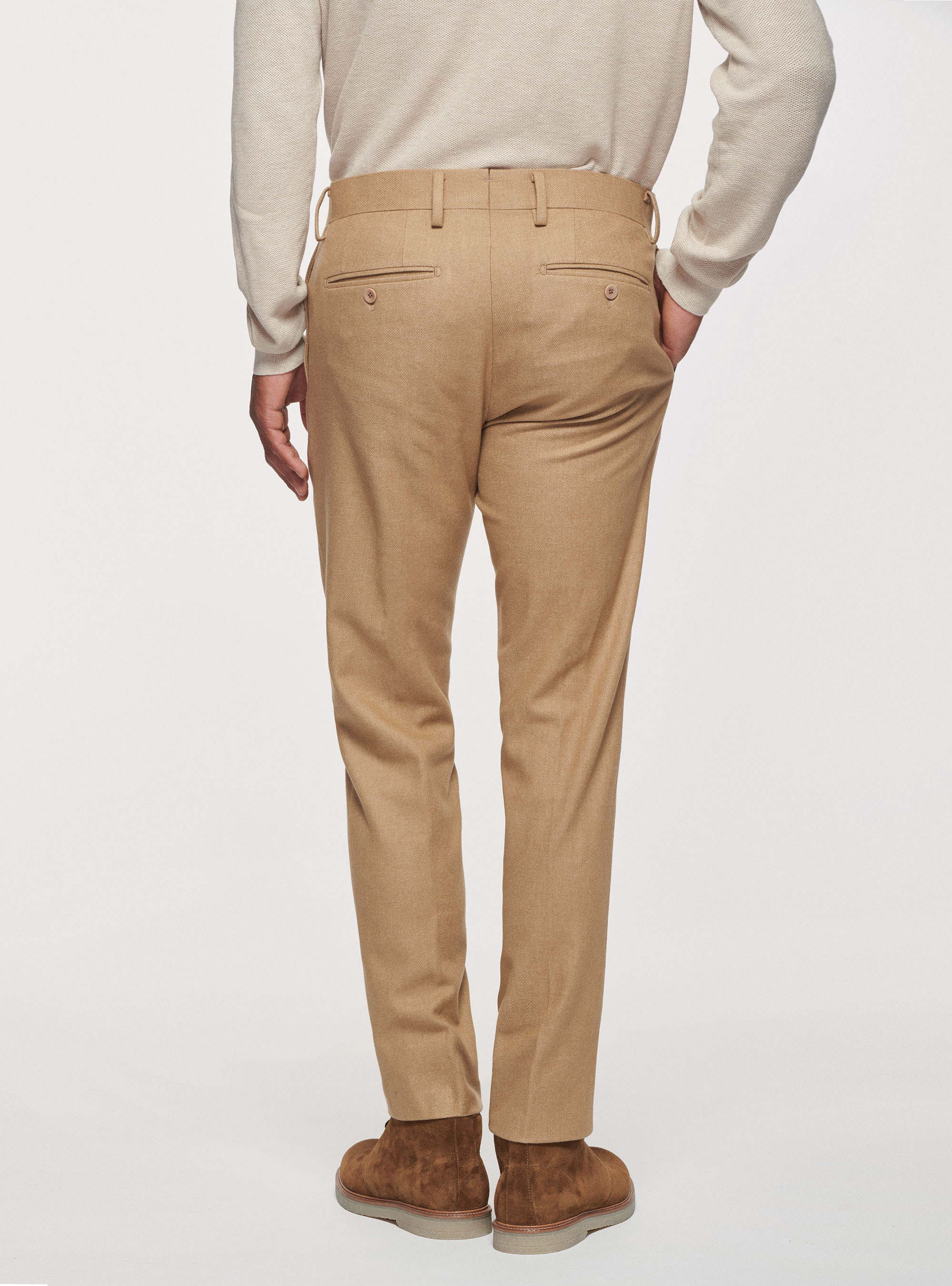 Pantaloni in flanella di lana Duemilagori, SABBIA