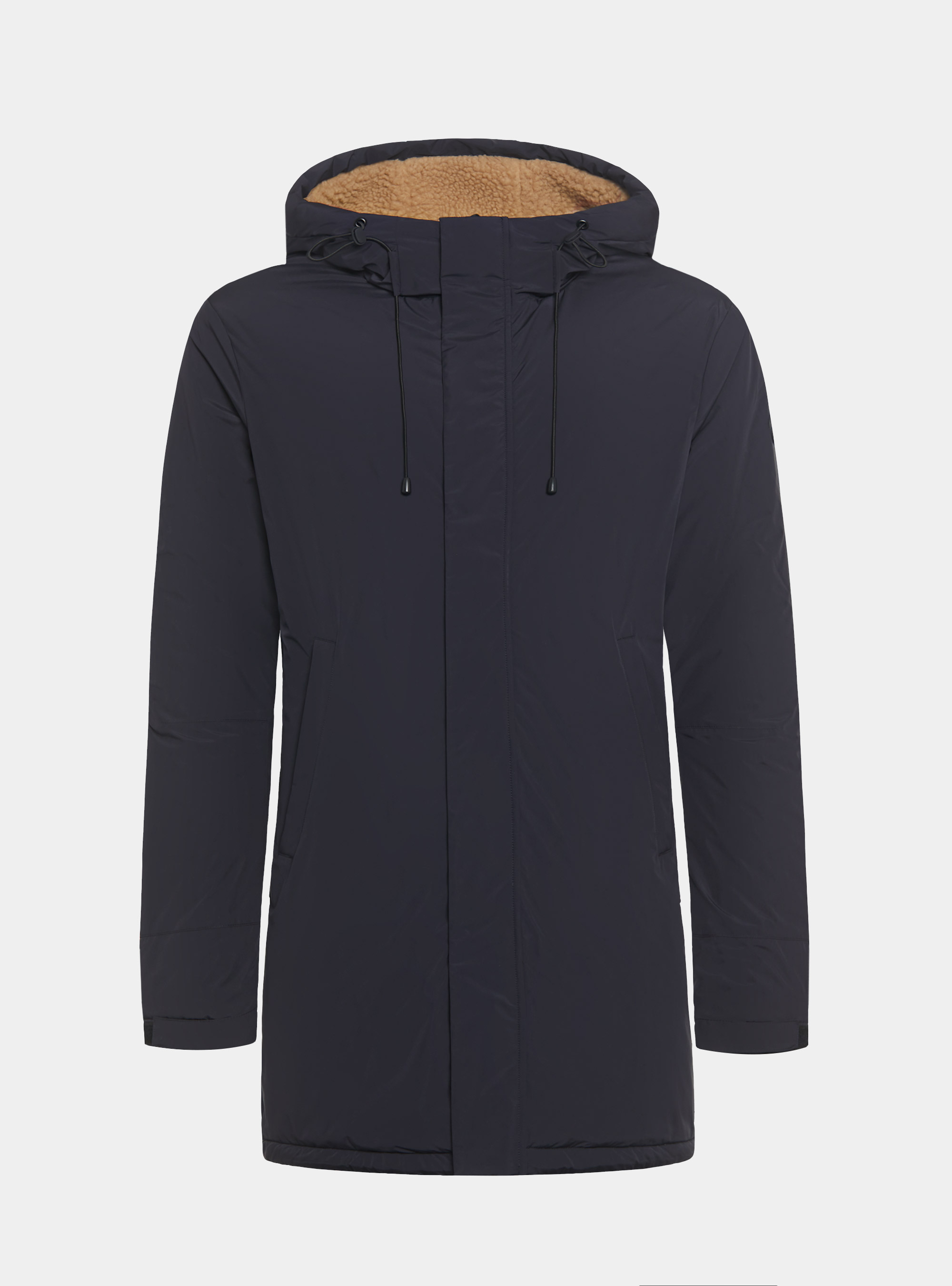Parka tecnico con pelliccia sintetica, BLU NAVY