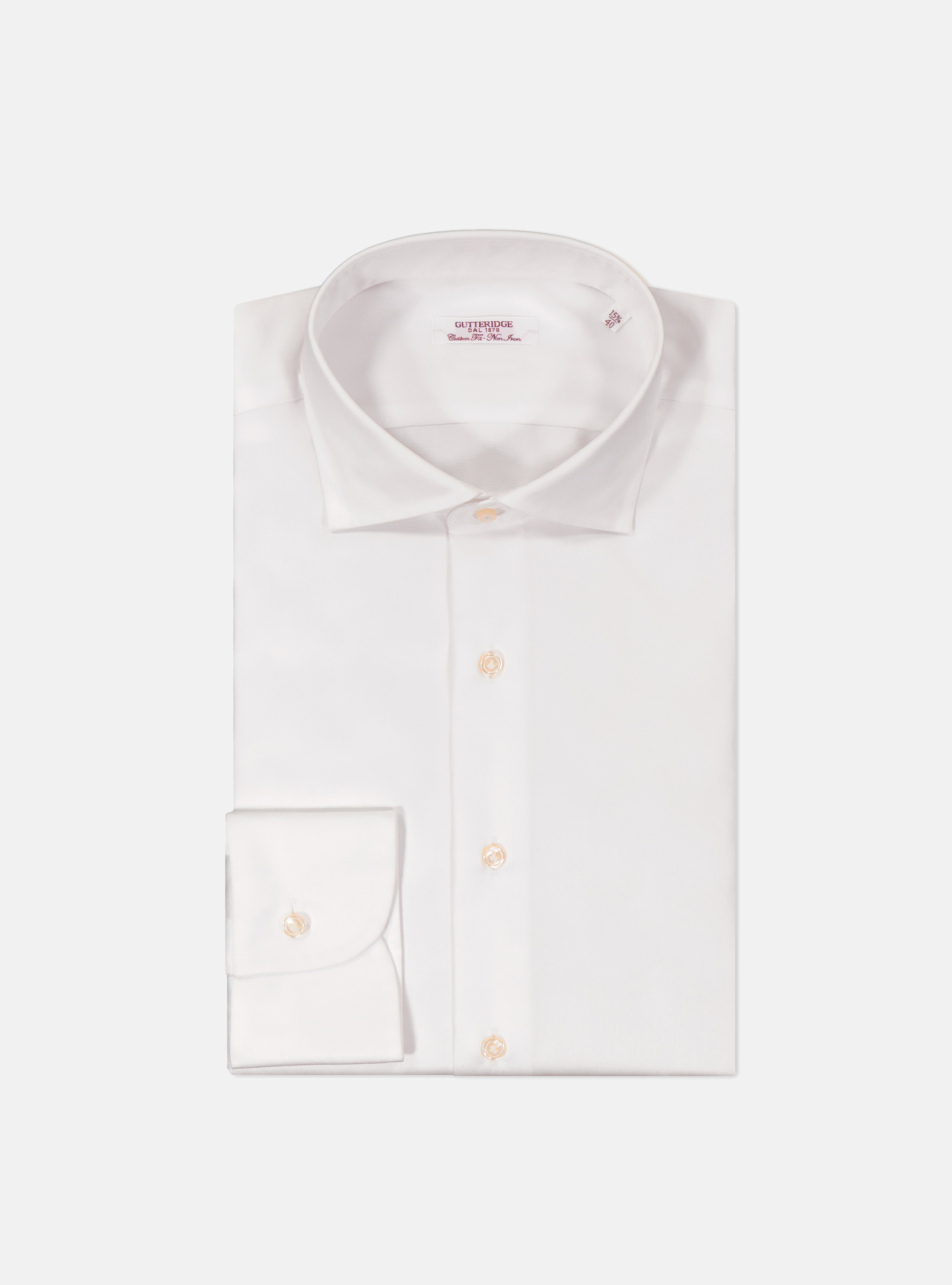 Camicia comfort fit classica in twill no iron, BIANCO