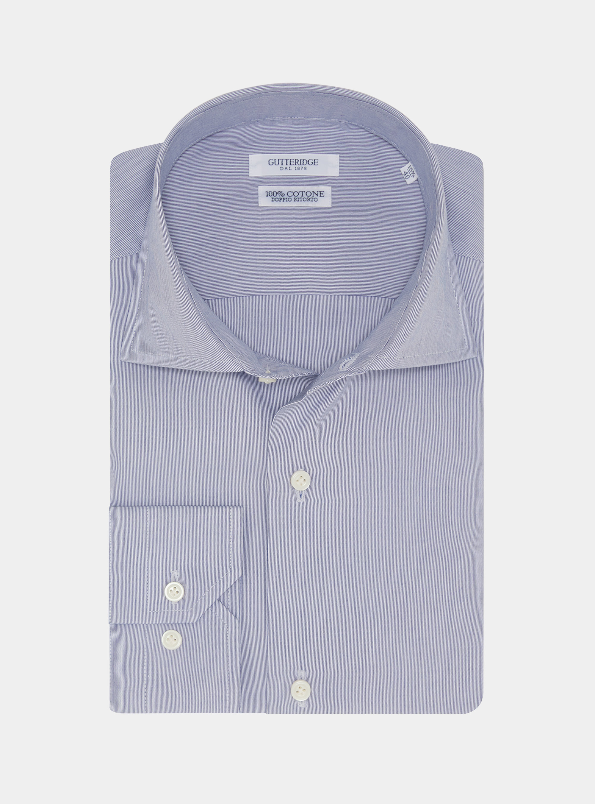 Camicia millerighe in cotone, BLU