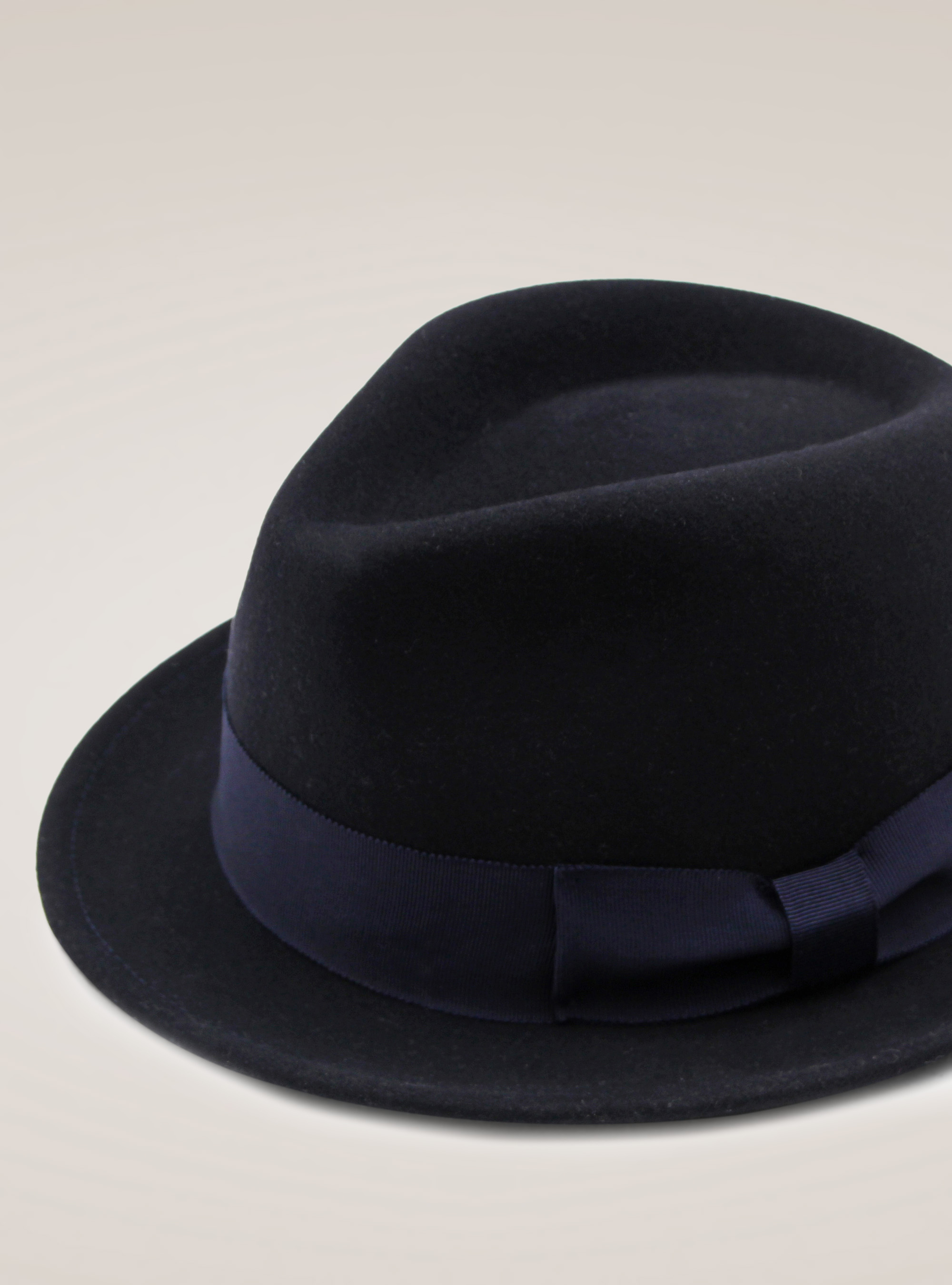 FELT FEDORA HAT, NAVY BLUE
