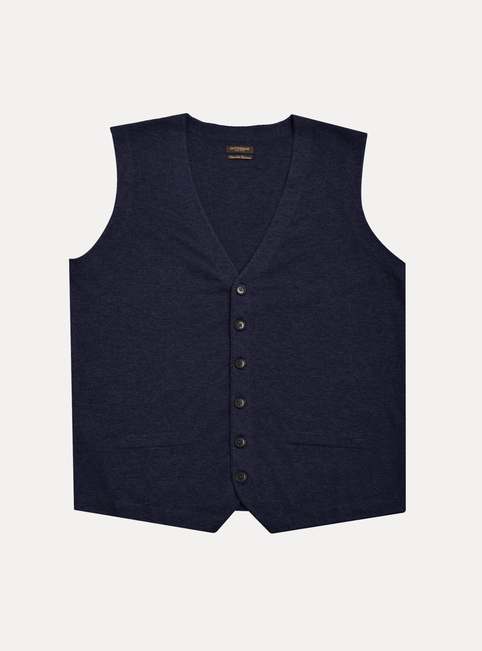 Gilet di maglia in cotone seta e cashmere, BLU NAVY