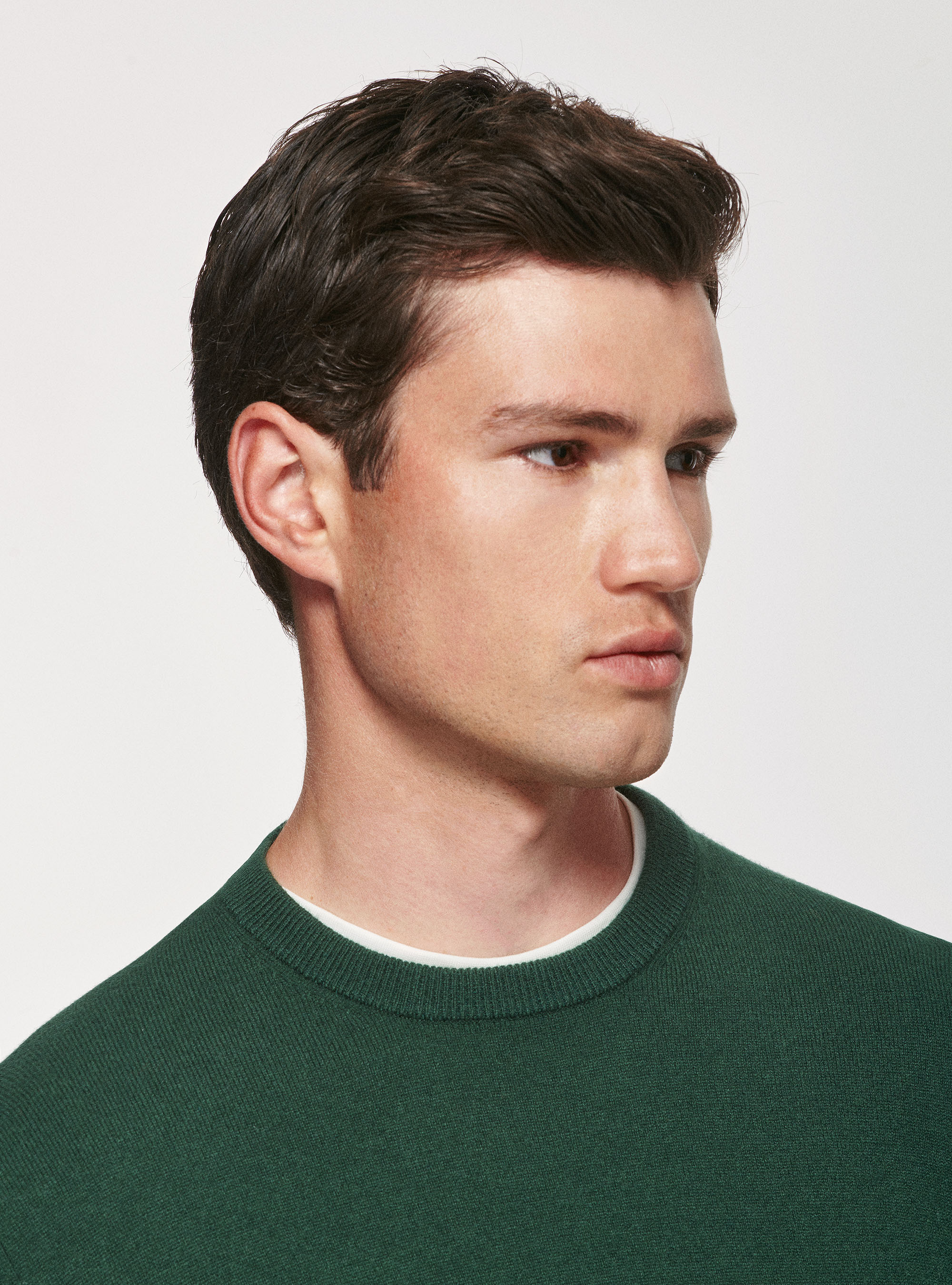 Lambswool and cashmere crew-neck sweater, GREEN