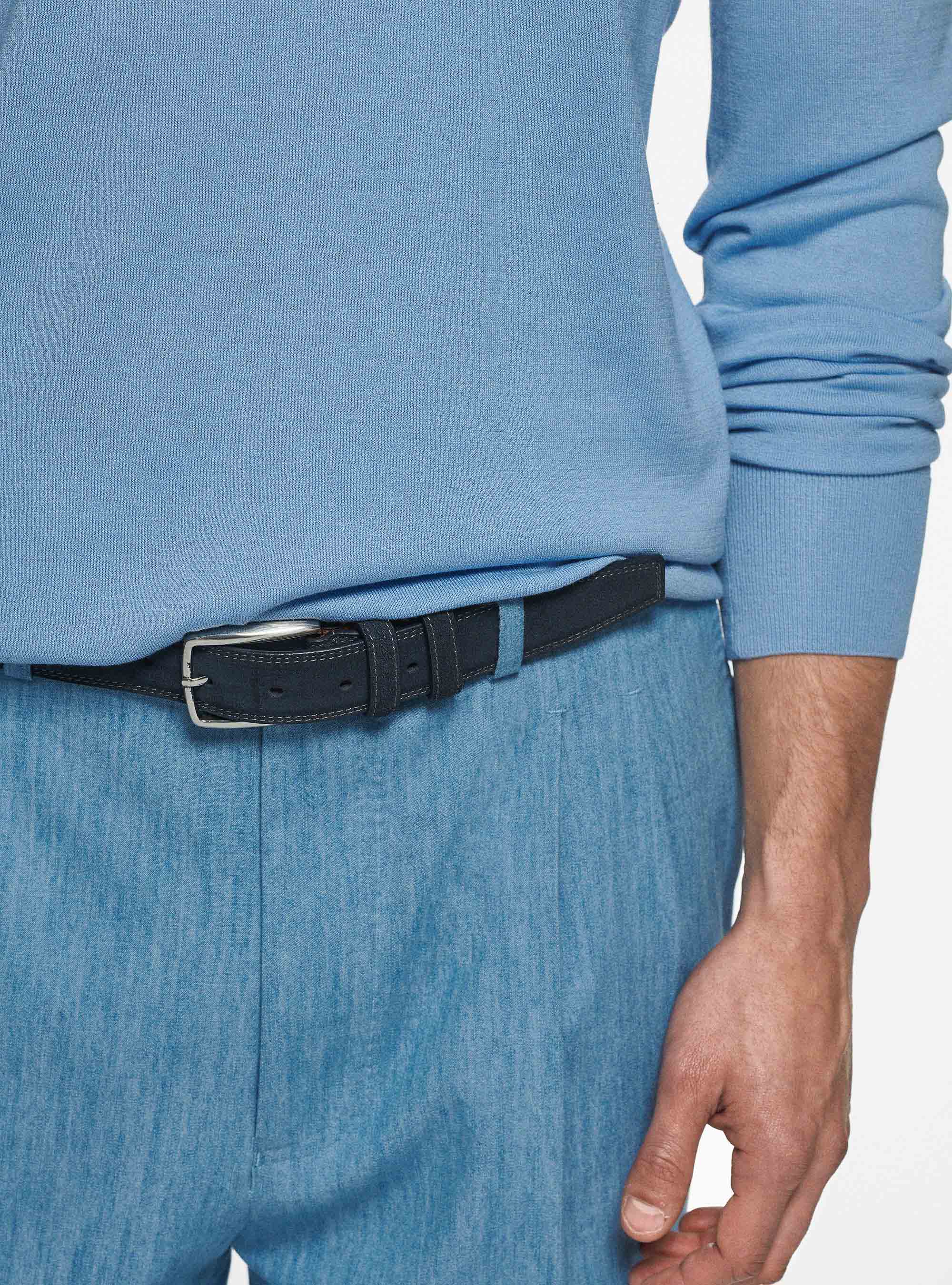 Silk and cotton crew-neck sweater, LIGHT BLUE
