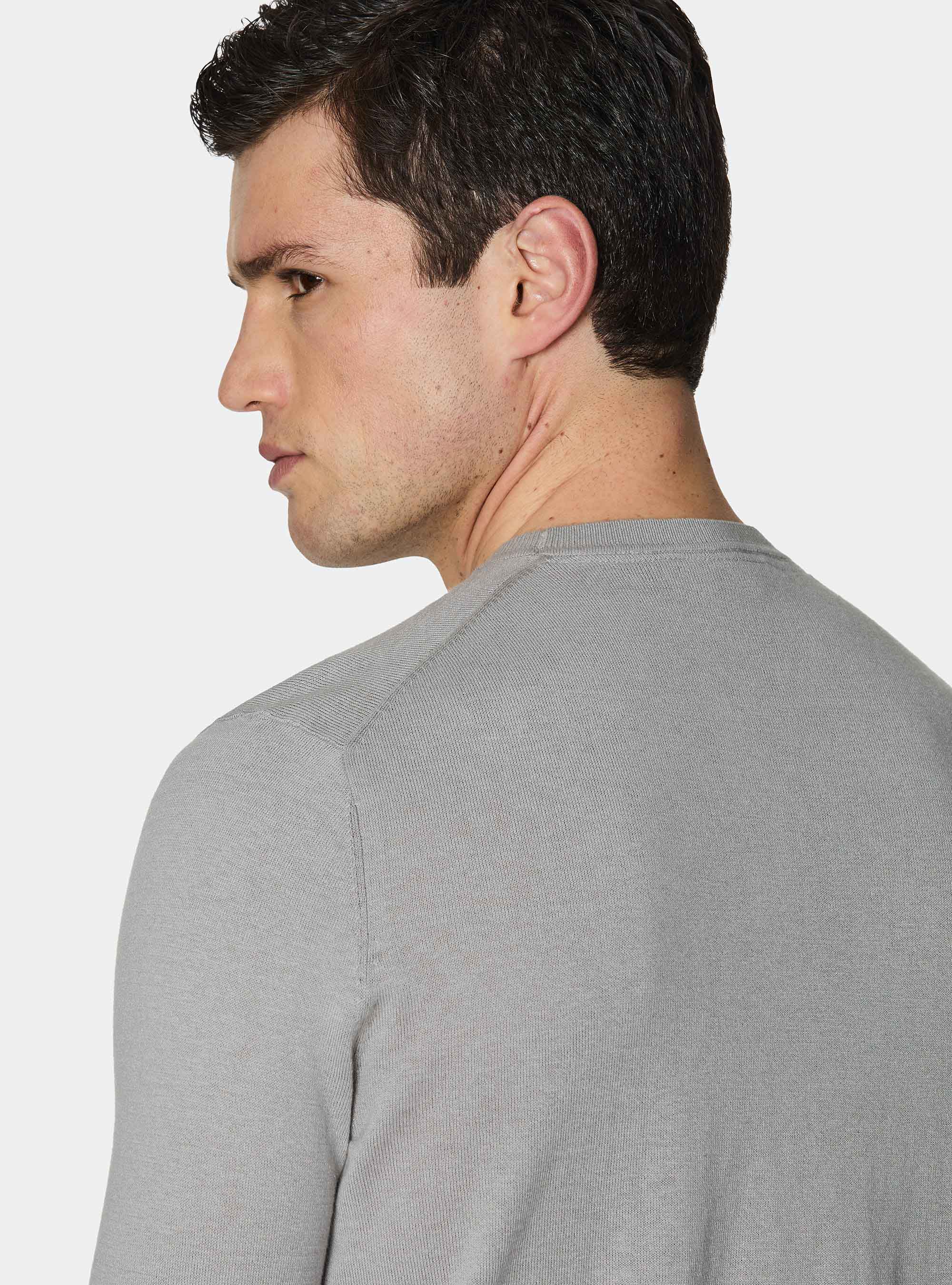 Maglia girocollo in cotone seta e cashmere, PERLA 0178C