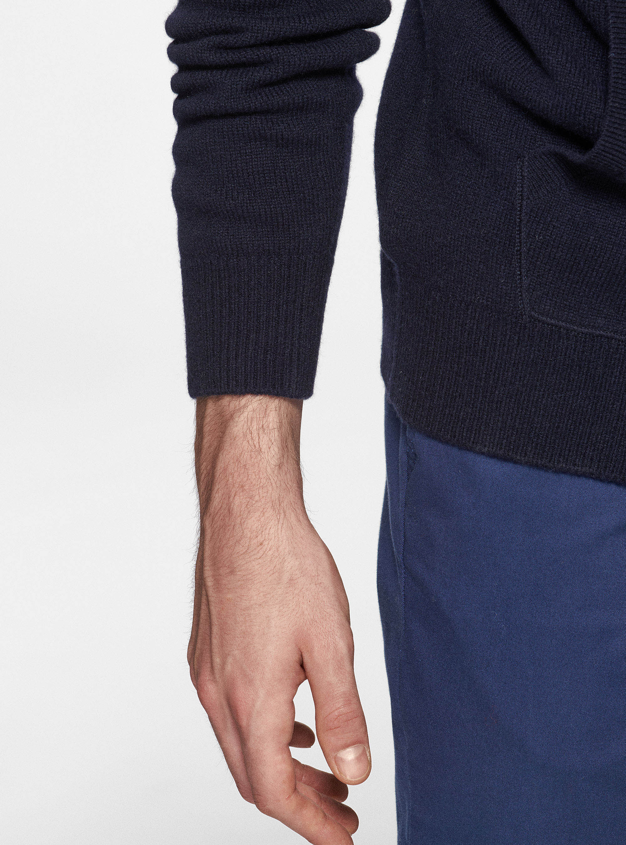 Cardigan in maglia con cappuccio in lana merino, BLU NAVY