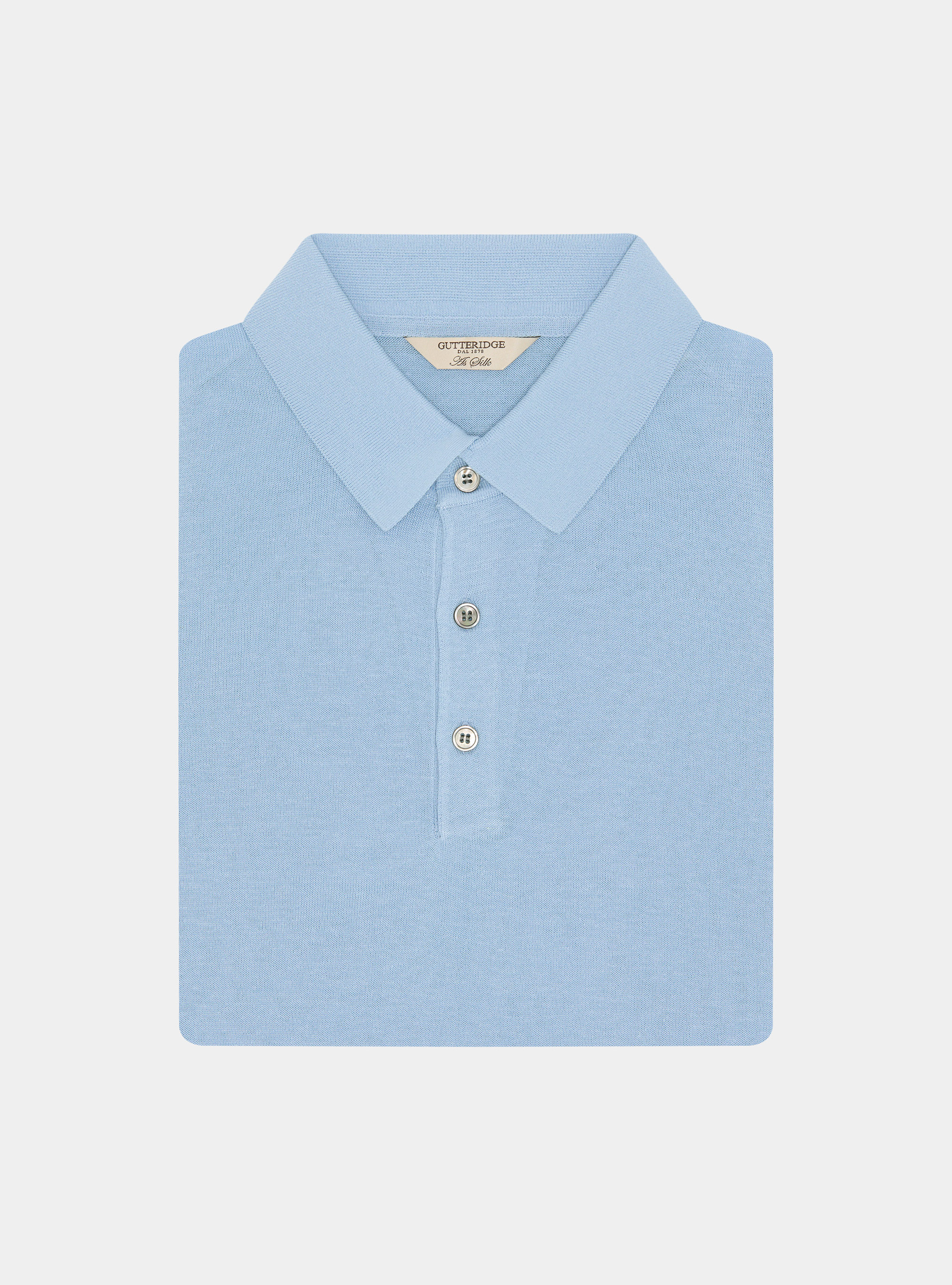 Cotton and silk polo shirt, 0266C AZZURRO