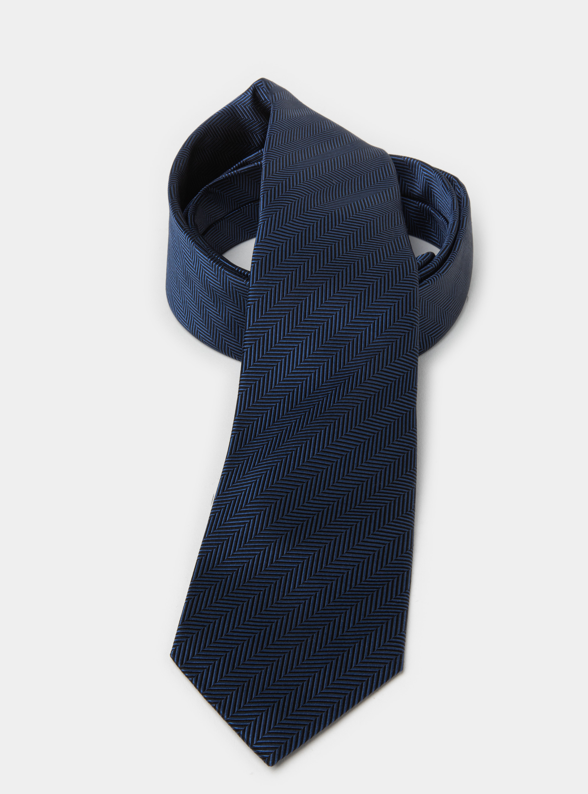 Cravatta in seta herringbone, INCHIOSTRO