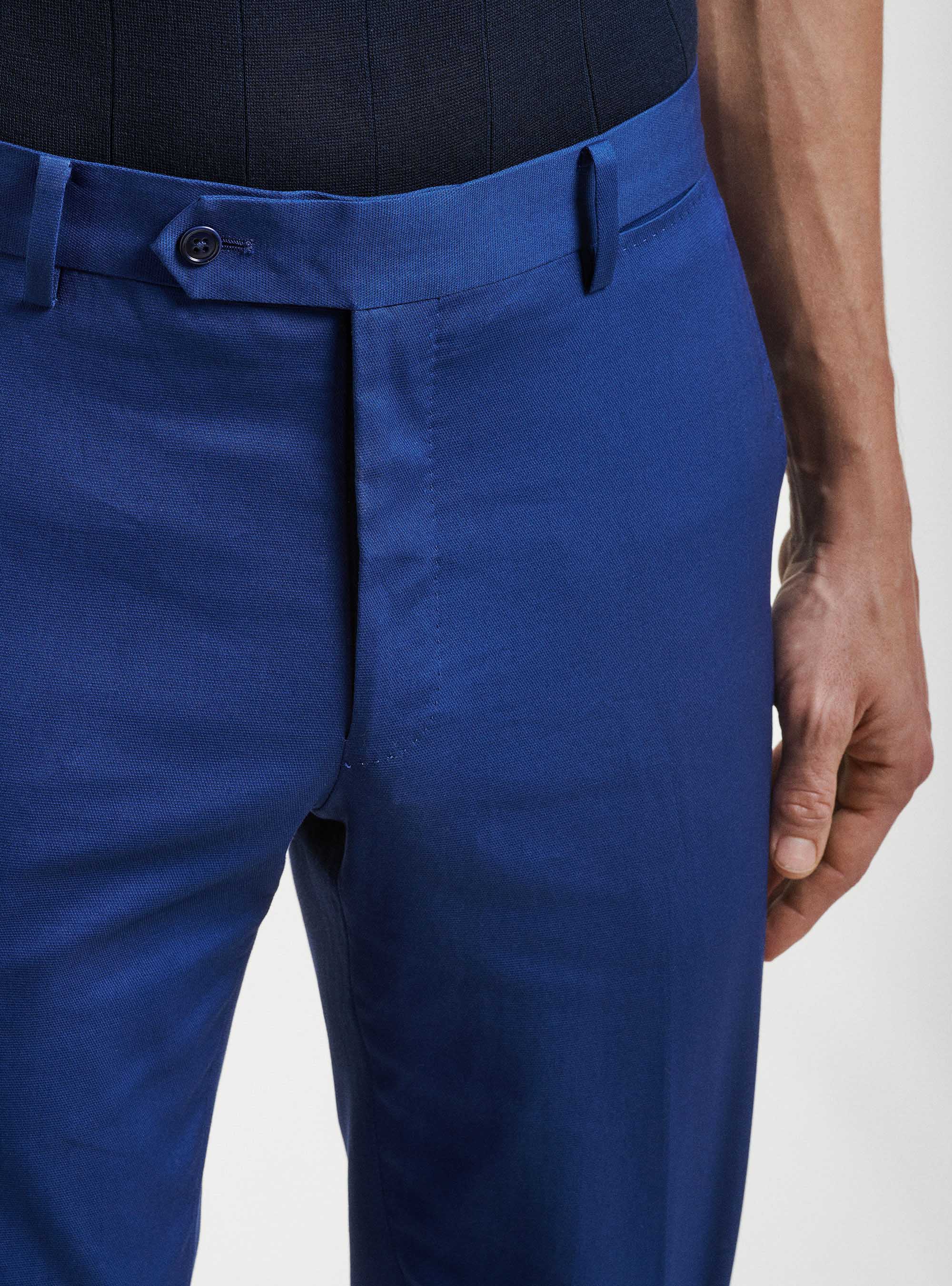Pantaloni per abito in cotone armaturato, BLU