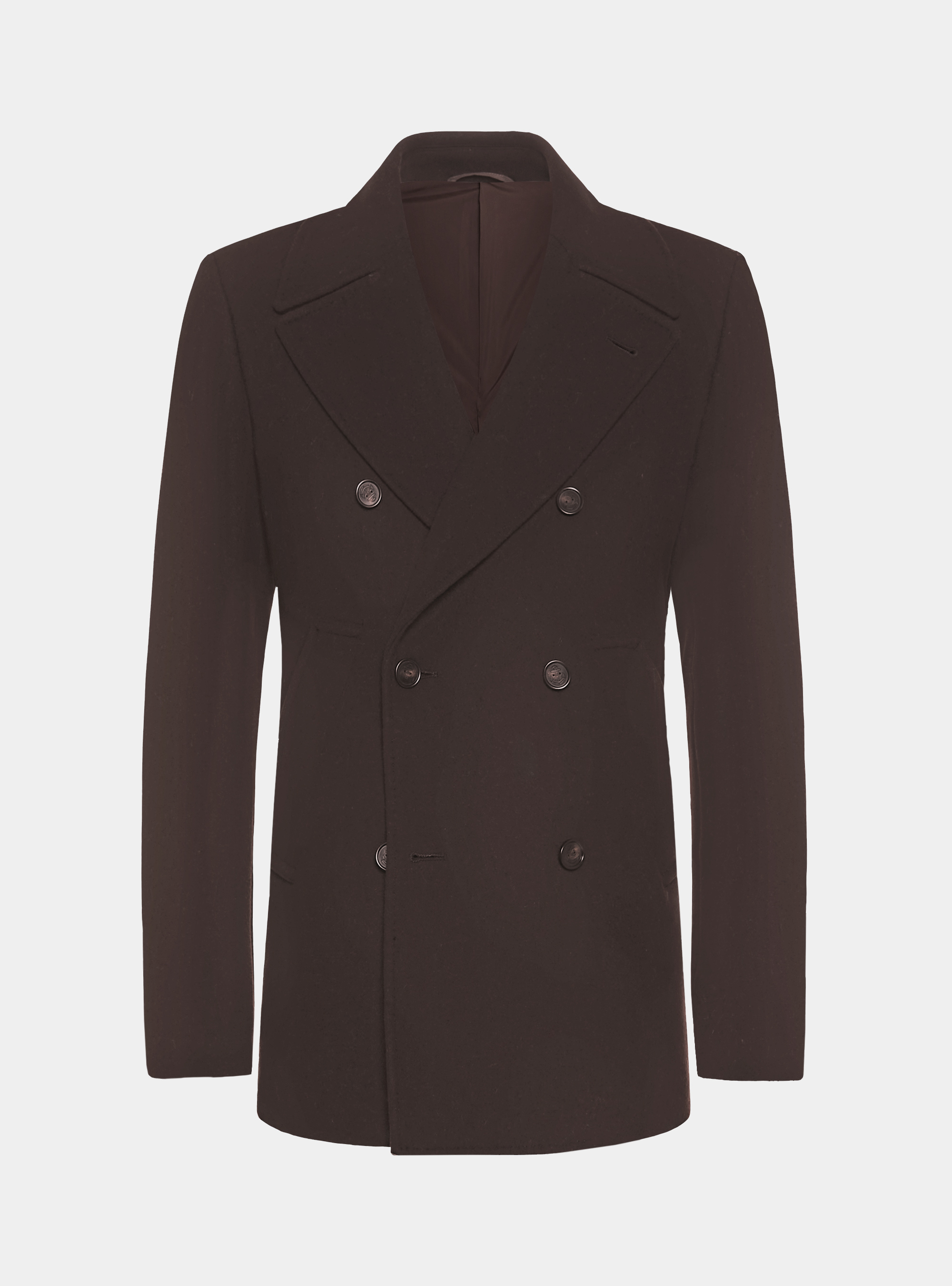 Chaquetón en mezcla de lana, MARRON