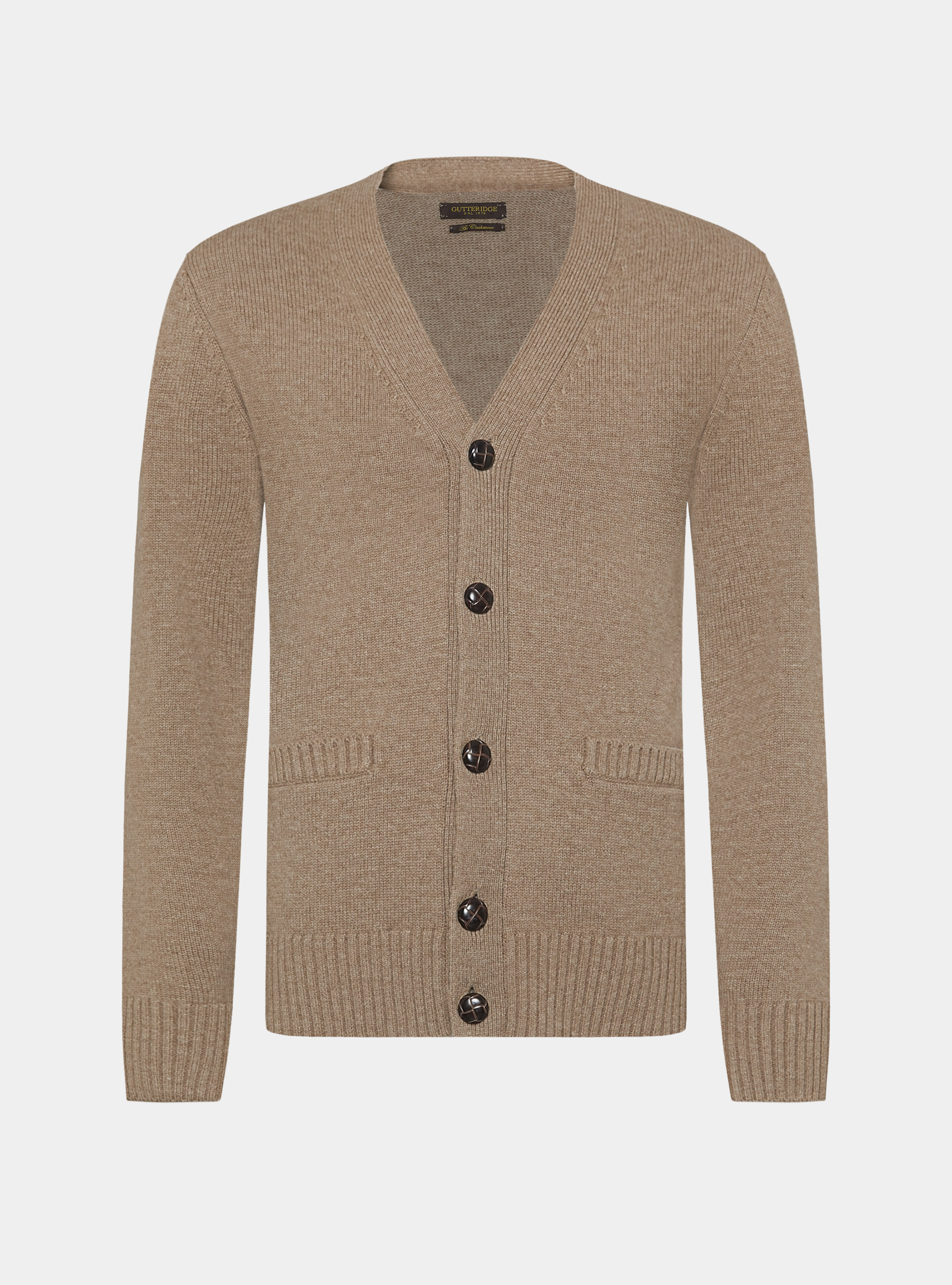 Cardigan in maglia in lambswool, CAMMELLO 0570C