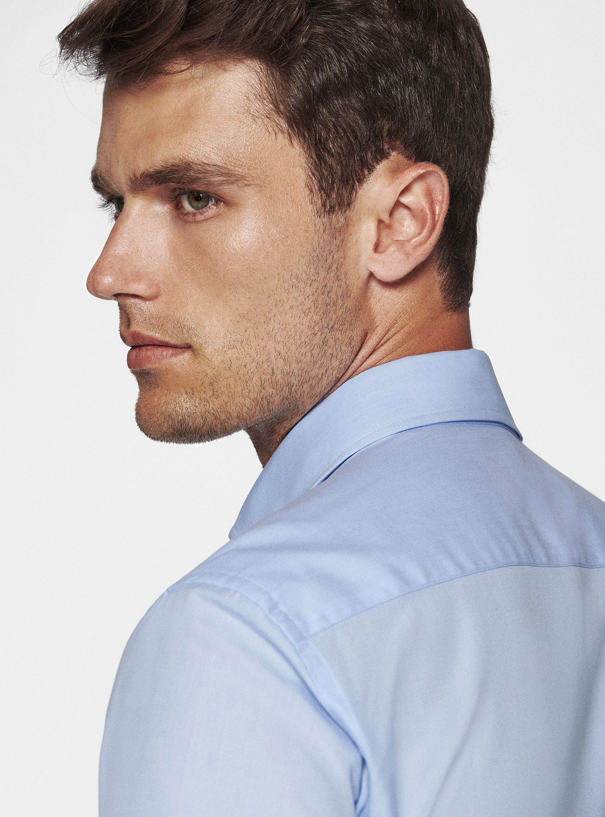 Chemise en coton fil à fil, BLEU CIEL