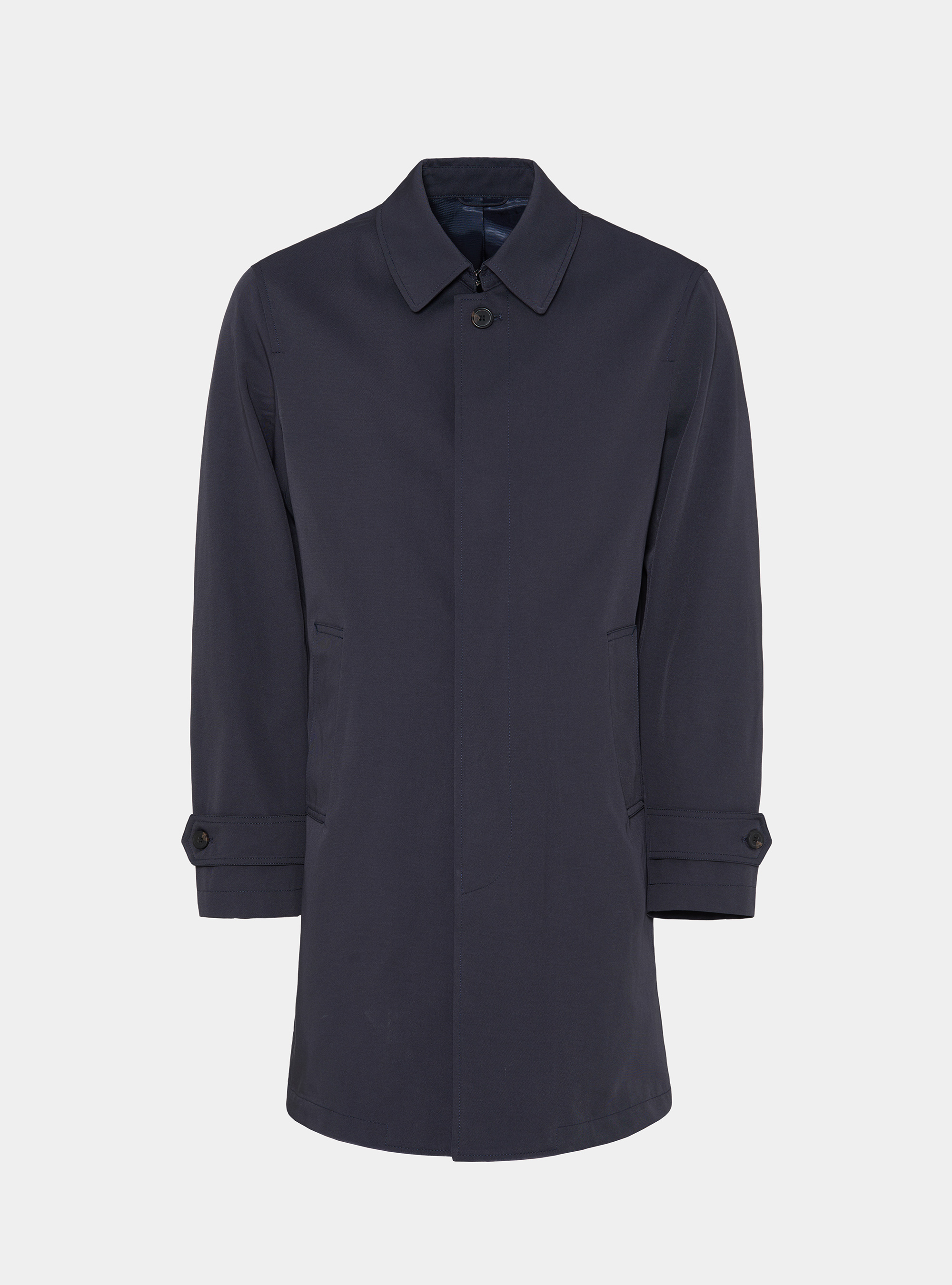Impermeable de botonadura sencilla en mezcla de algod&oacute;n, AZUL MARINO