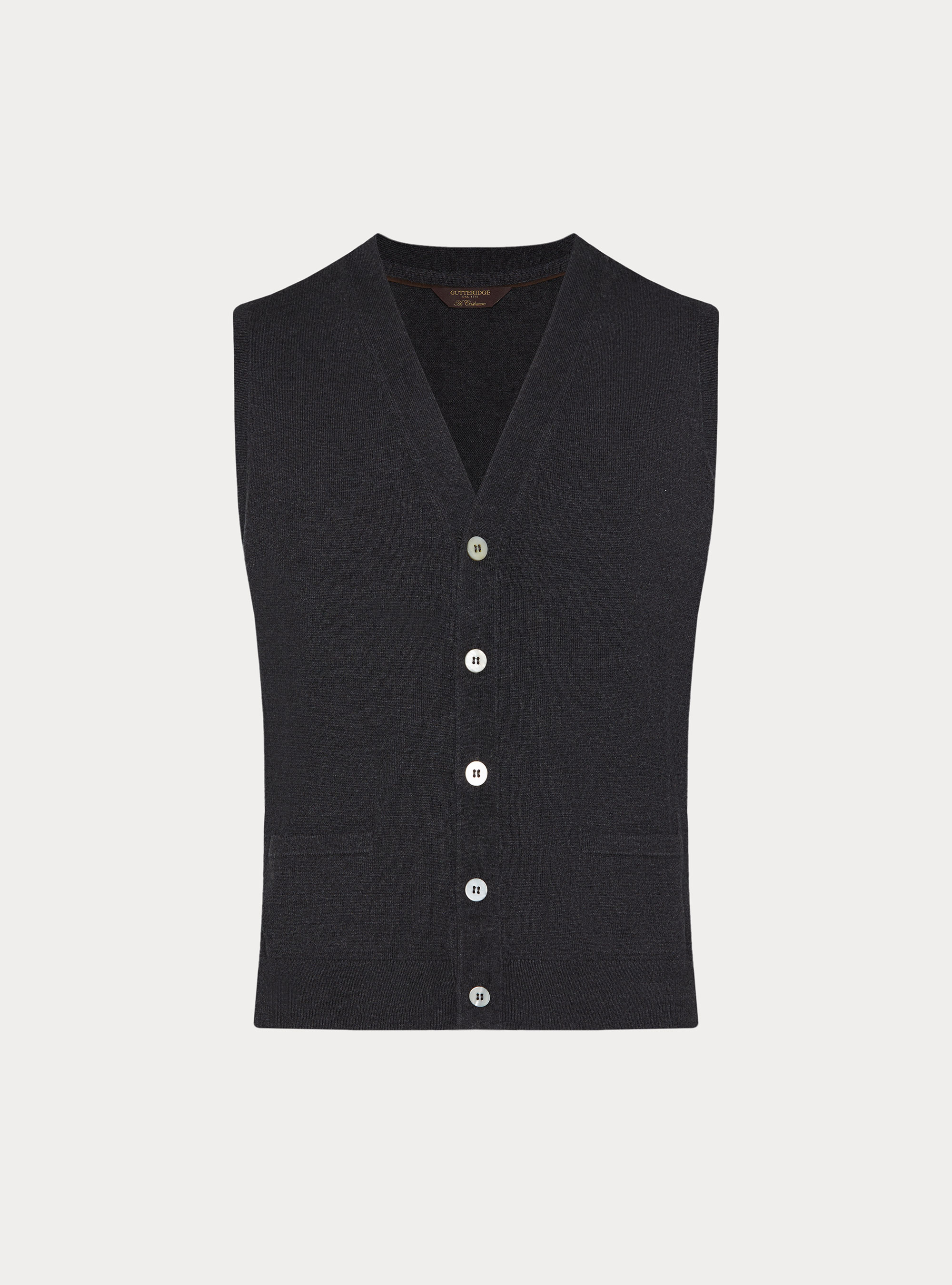 Knitted wool-blend buttoned vest, ASPHALT GREY