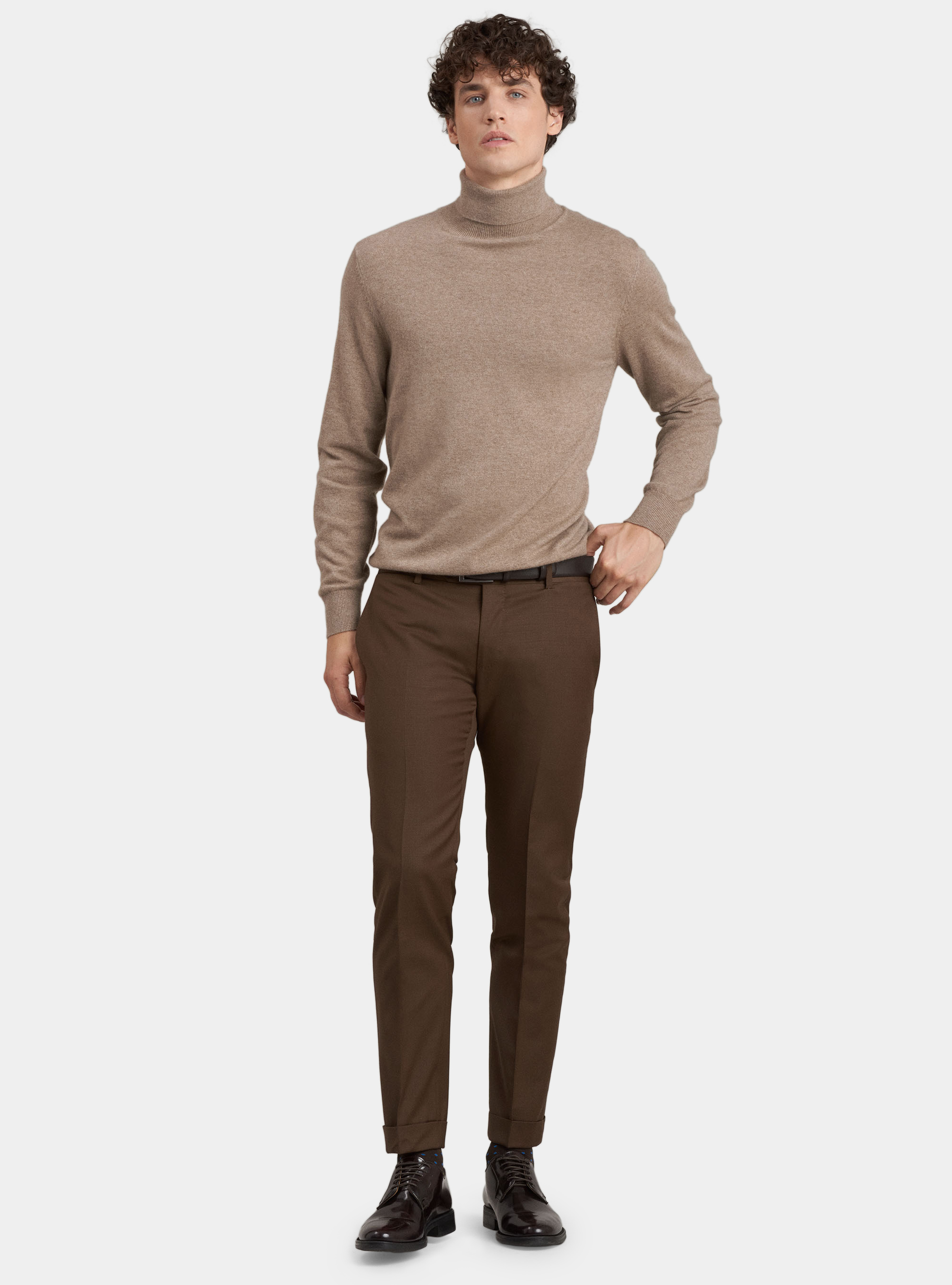 High neck sweater 100% cashmere, ECRU