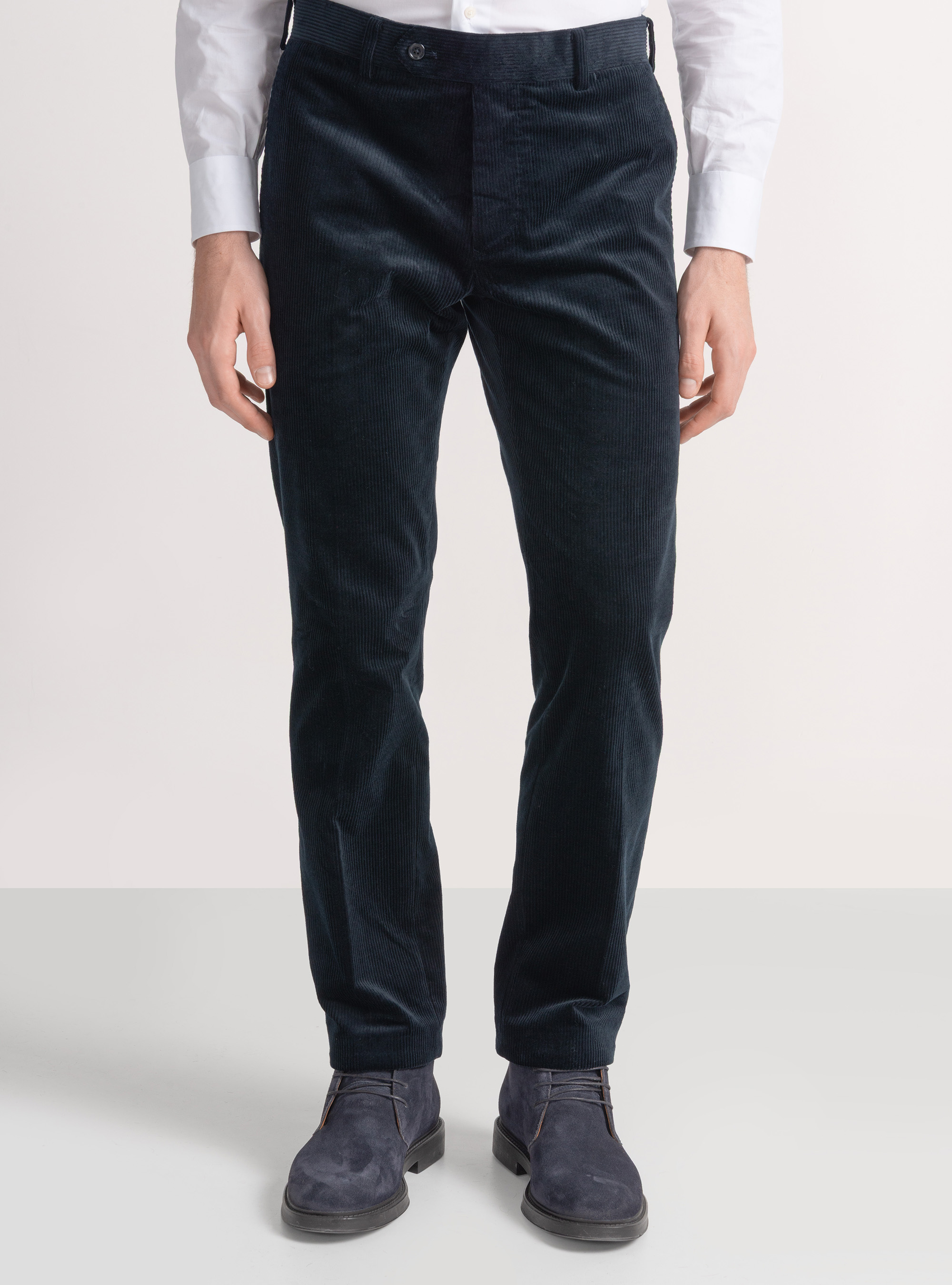 Duca Visconti di Modrone Stretch-Hose aus Samt, NAVY 0218C