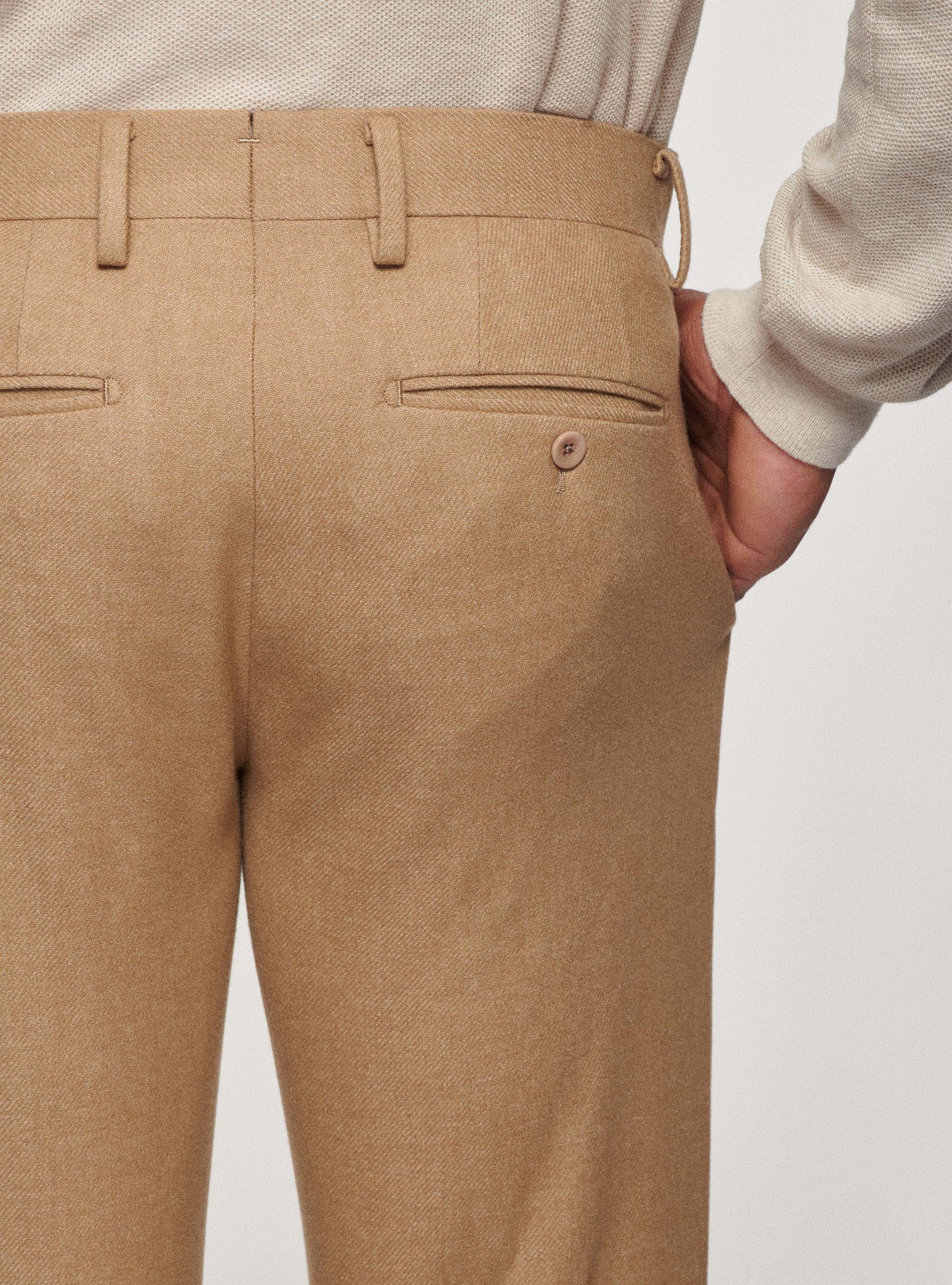 Pantaloni in flanella di lana Duemilagori, SABBIA